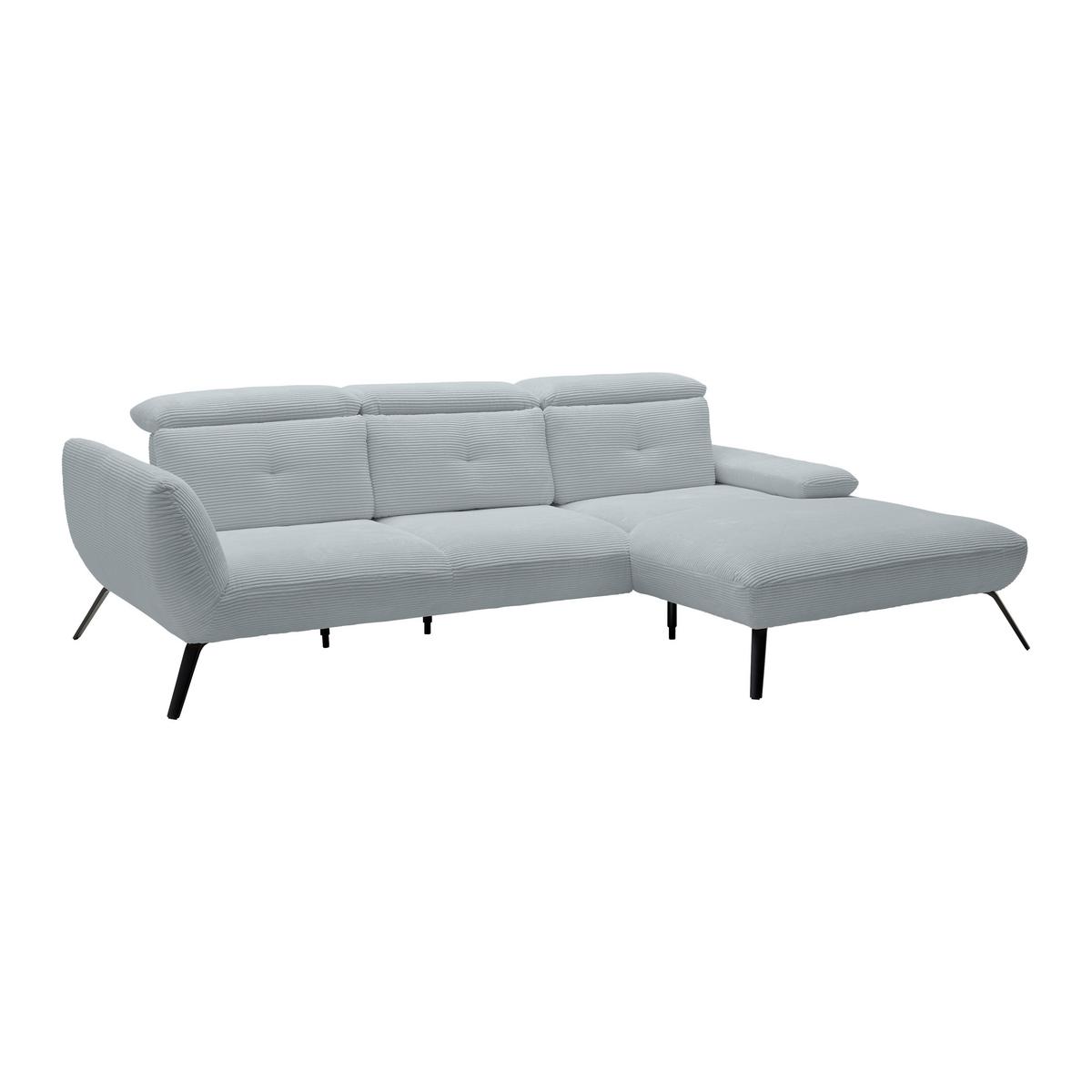 Wohnlandschaft Seattle Silberfarben - Silberfarben/Schwarz, MODERN, Holzwerkstoff/Textil (301/196cm) - Premium Living