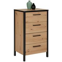 Komód Tölgy-fekete Szín 4 Fiók Kirikus - tölgyfa színű/fekete, Lifestyle, műanyag/faalapú anyag (50,5/89,5/40,2cm) - Mömax