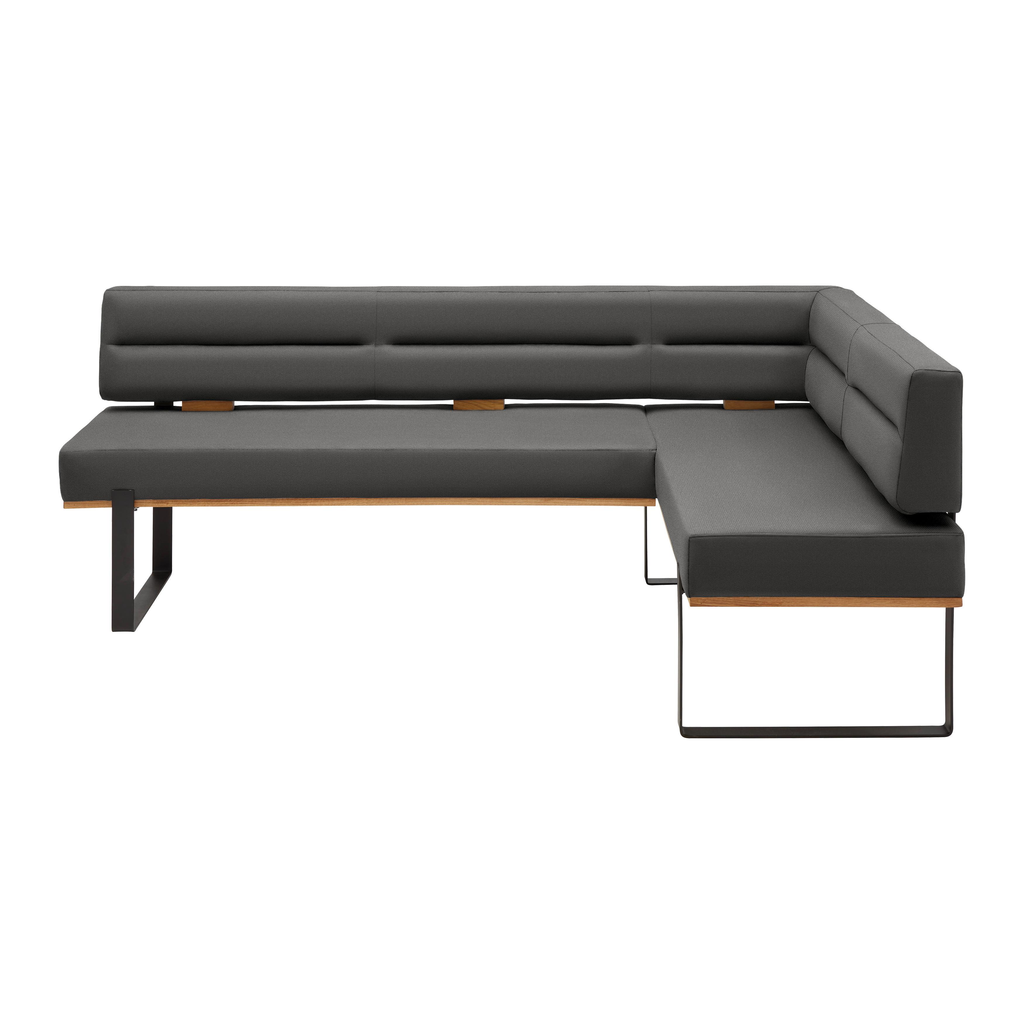 Eckbank Canon LI. in Anthrazit - Anthrazit/Schwarz, Konventionell, Holz/Textil (220/85/160cm) - Based