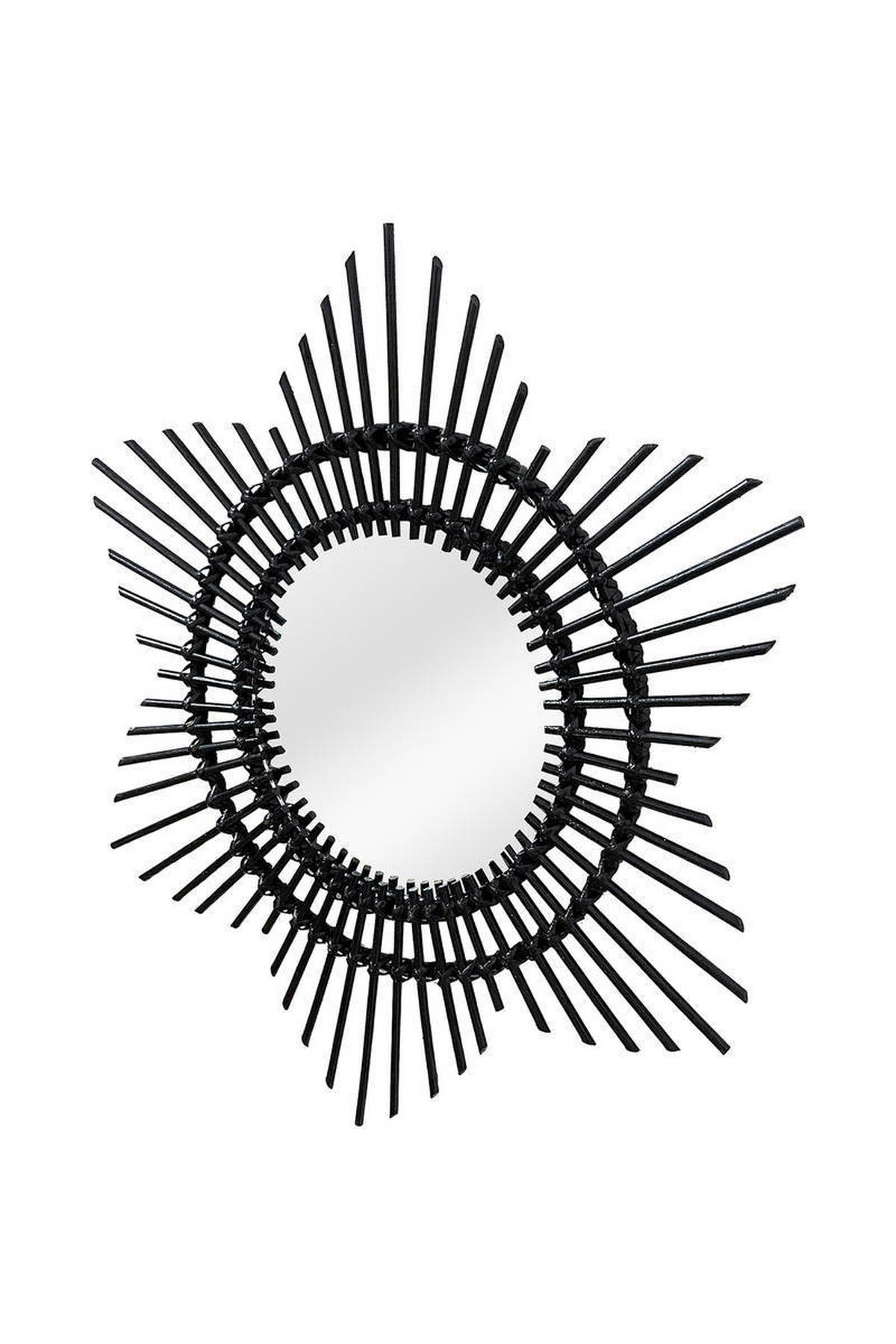 WANDSPIEGEL RATTAN SPIEGEL AINA 435 - Schwarz, Trend, Glas/Holz (70/70/2cm) - Kayoom