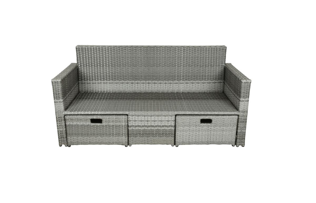 Loungesofa Malta Grau - Schwarz/Grau, Basics, Kunststoff/Textil (180/86/135cm) - Gardenson