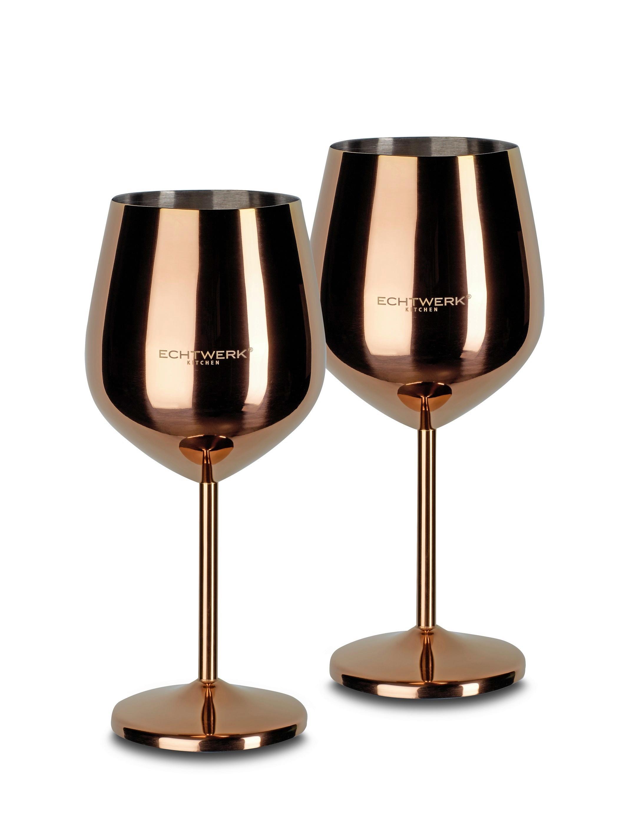 Borospohár Weingläser Set - rézszínű, Basics, fém (9,3/4,5/21cm) - Echtwerk