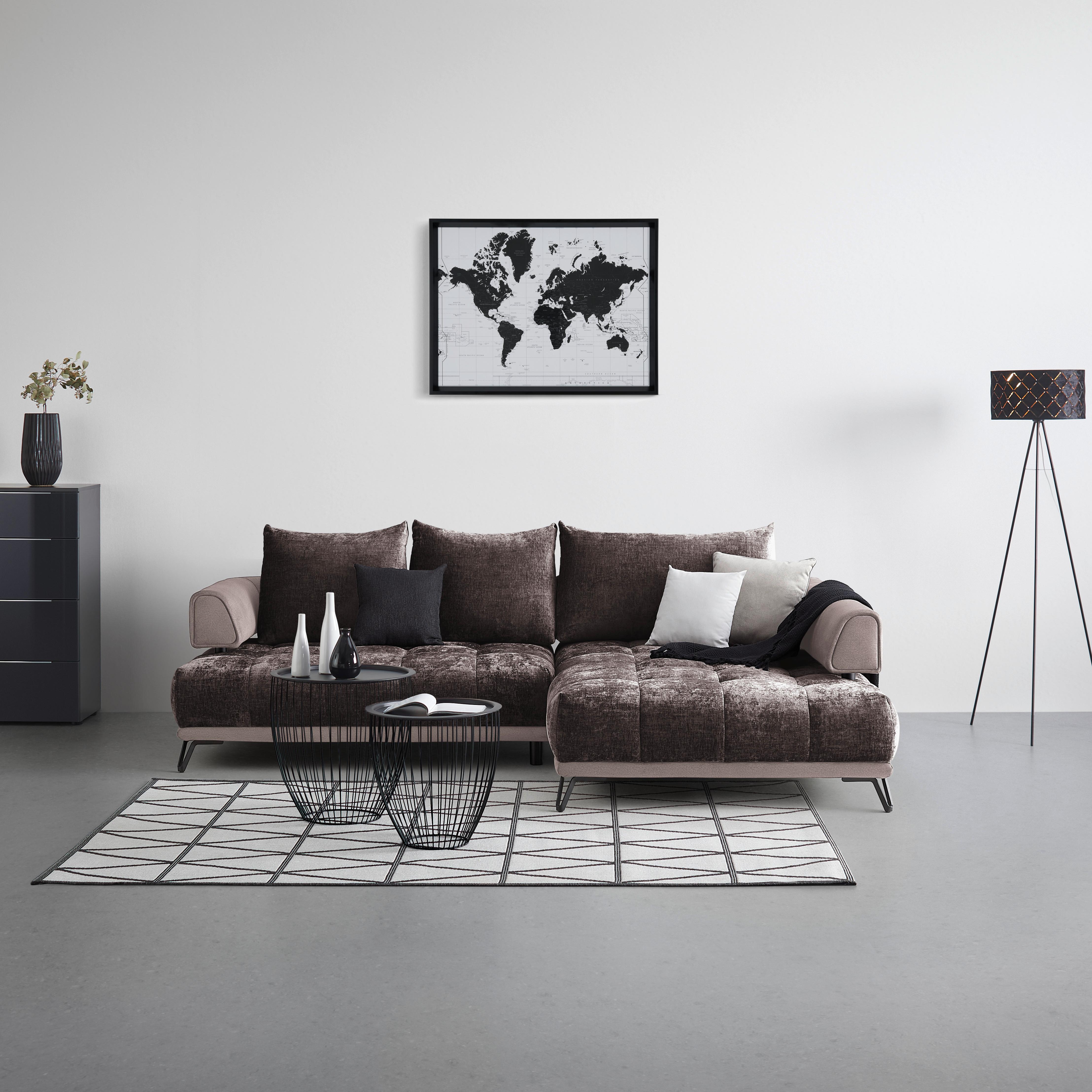 Ecksofa Morgan Taupe - Taupe/Schwarz, MODERN, Textil/Metall (262/67-87/184cm) - Mömax