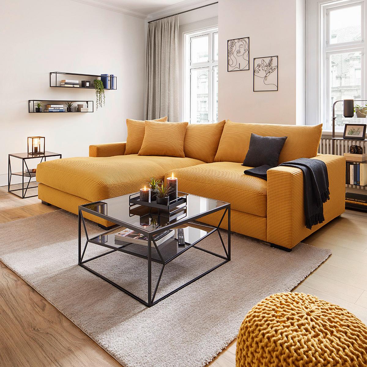 Wohnlandschaft Pedro in Messingfarben - Senfgelb, MODERN, Textil (180/83/265cm) - Mömax