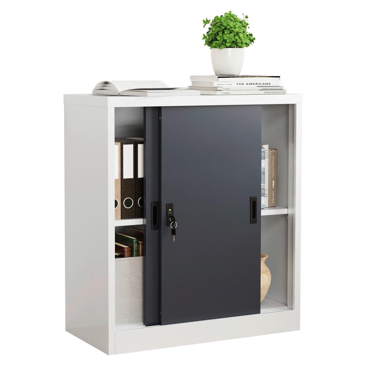 Aktenschrank Malivo - Weiss/Anthrazit, Konventionell, Metall (80/90/40cm) - MID.YOU