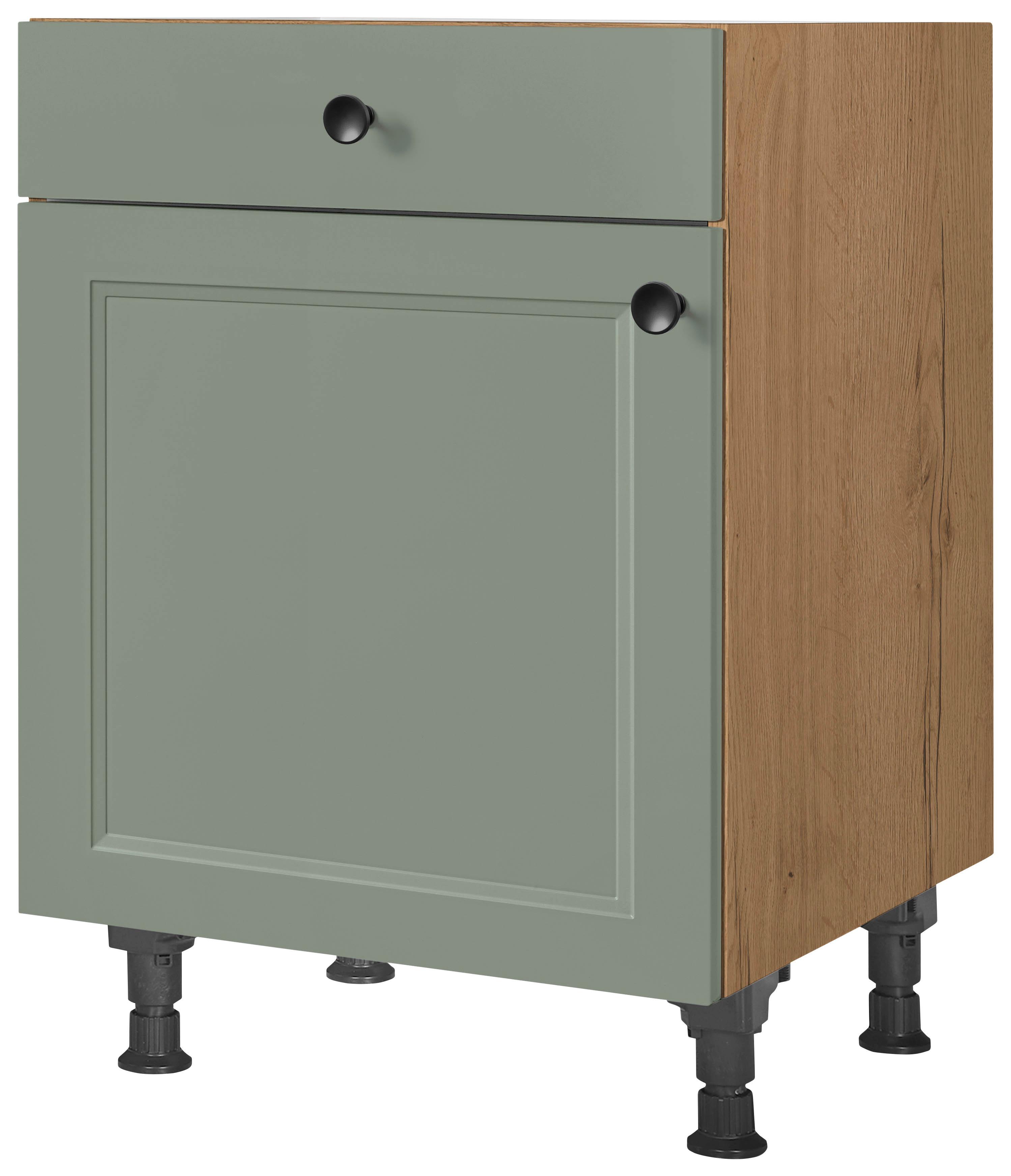Schubkastenunterschrank Cascada Grün - Eichefarben/Schwarz, MODERN, Holzwerkstoff/Metall (60/87/56cm) - Nobilia