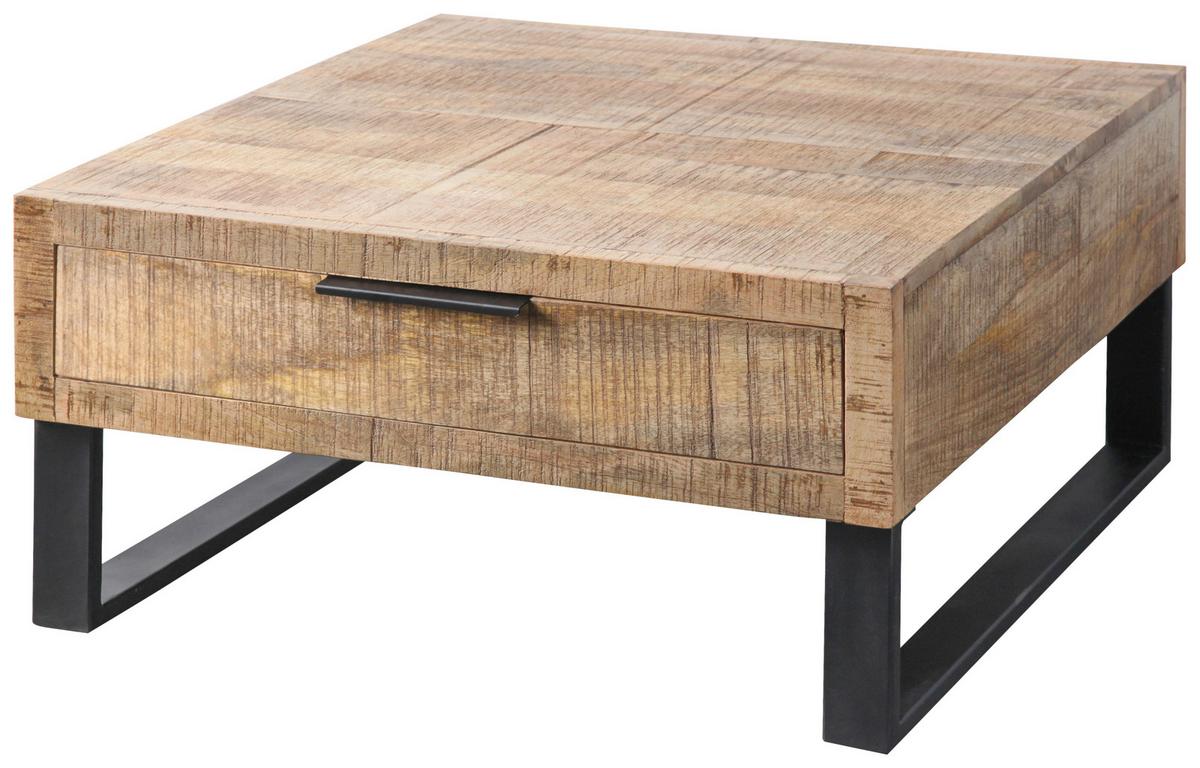 Dohányzóasztal Everest - natúr színű/fekete, Natur, fém/fa (80/40/80cm) - Zandiara