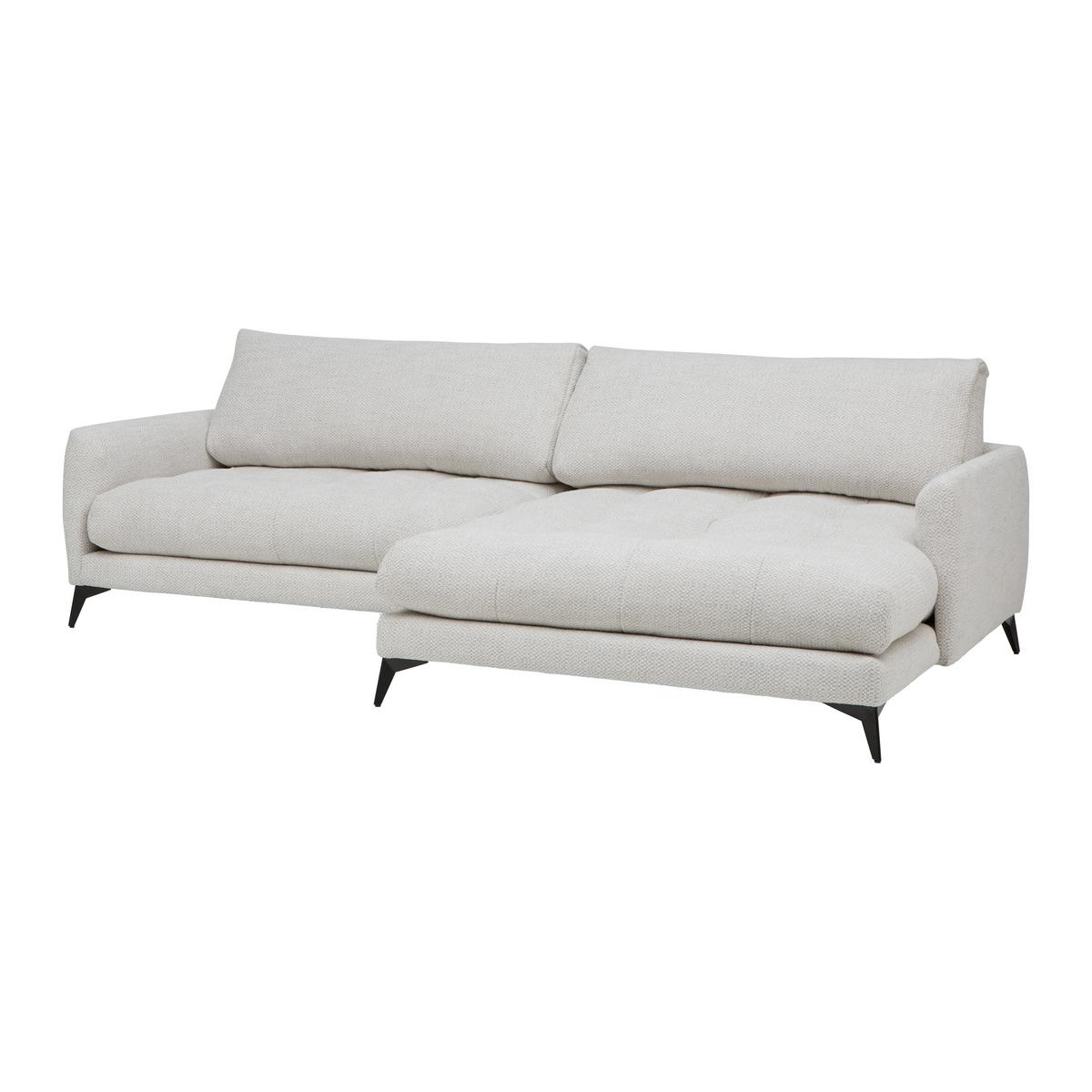 Ecksofa Bruce Grauweiß - Grauweiß/Schwarz, Textil/Metall (273/61-85/161cm) - Mömax