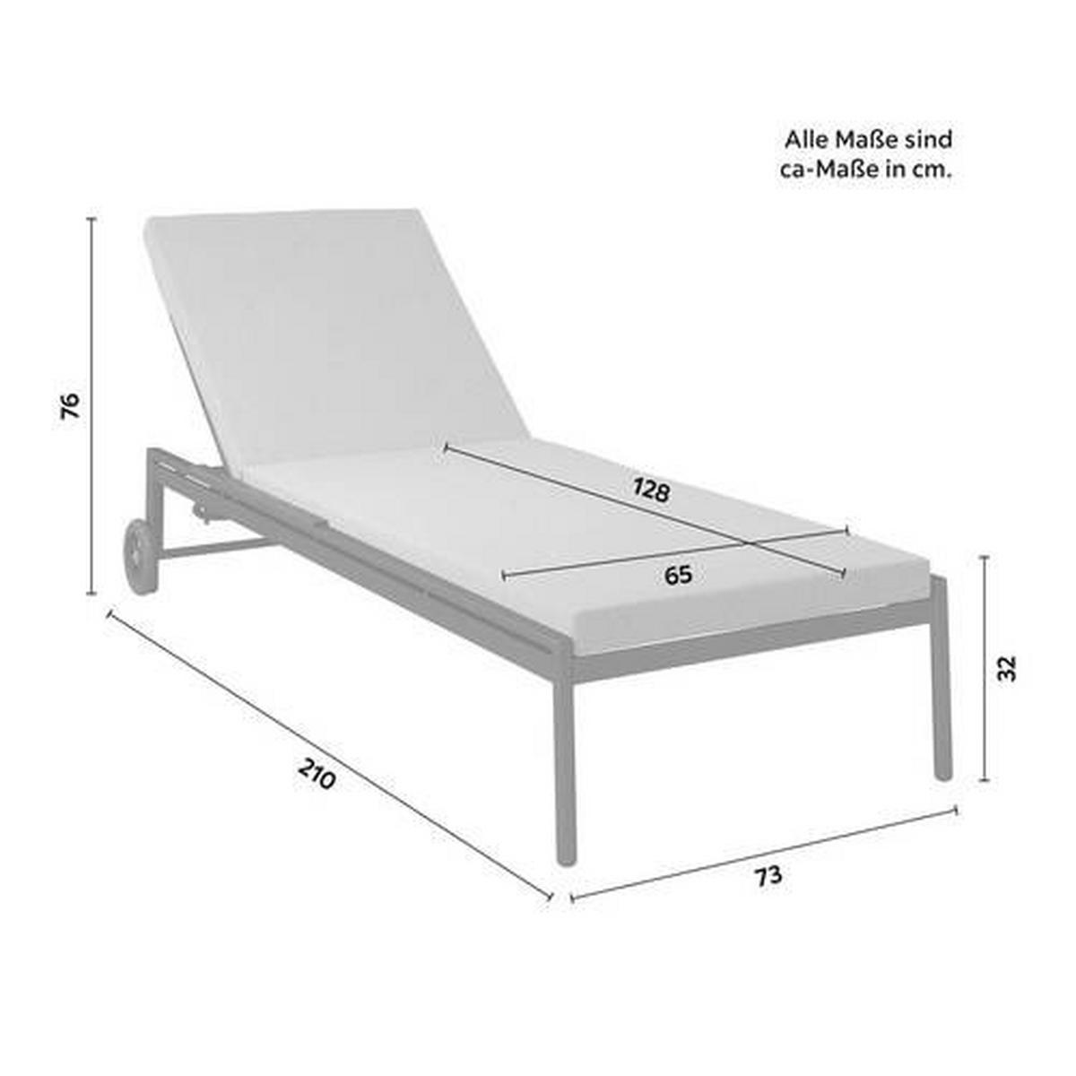 Șezlong Fenja - gri deschis/gri închis, Modern, plastic/metal (210/65/32cm) - Bessagi Garden