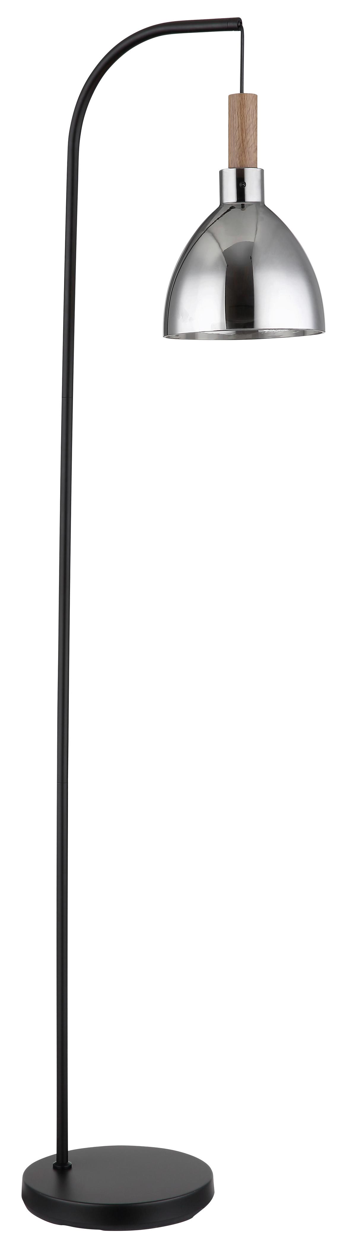 Stehleuchte Mattea Schwarz max. 9 Watt - Schwarz, Design, Glas/Holzwerkstoff (40/25/150cm) - Globo