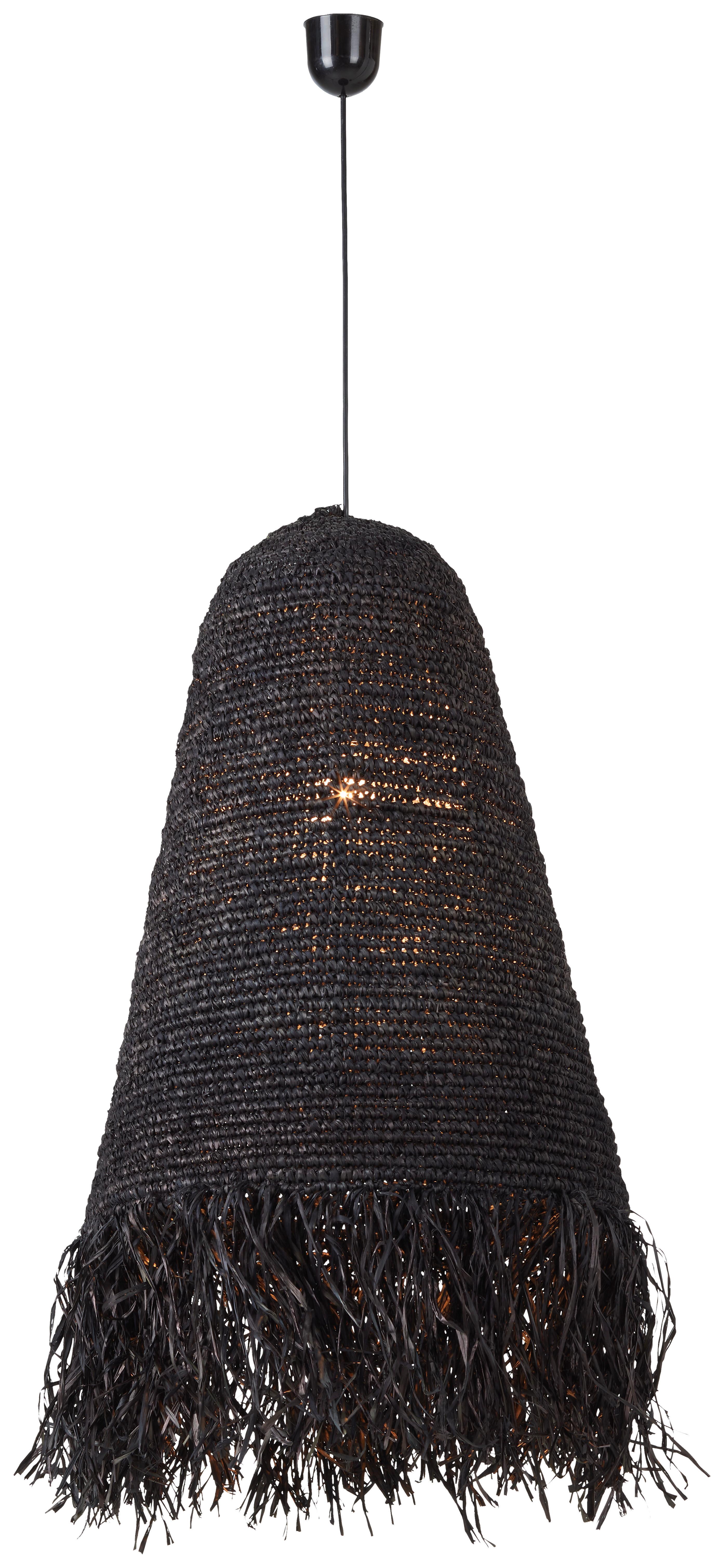 Senčnik Za Svetilko Borgholm - črna, Trendi, kovina/naravni materiali (45/57cm) - Premium Living