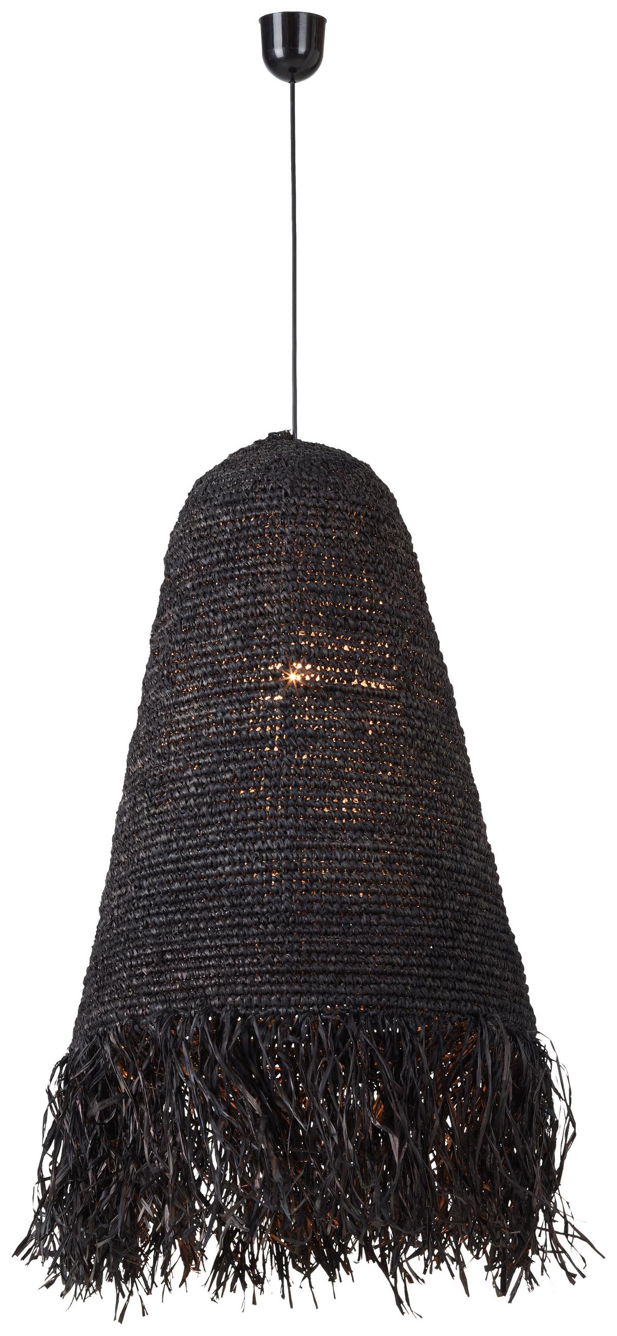 Senčnik Za Svetilko Borgholm - črna, Trendi, kovina/naravni materiali (45/57cm) - Premium Living