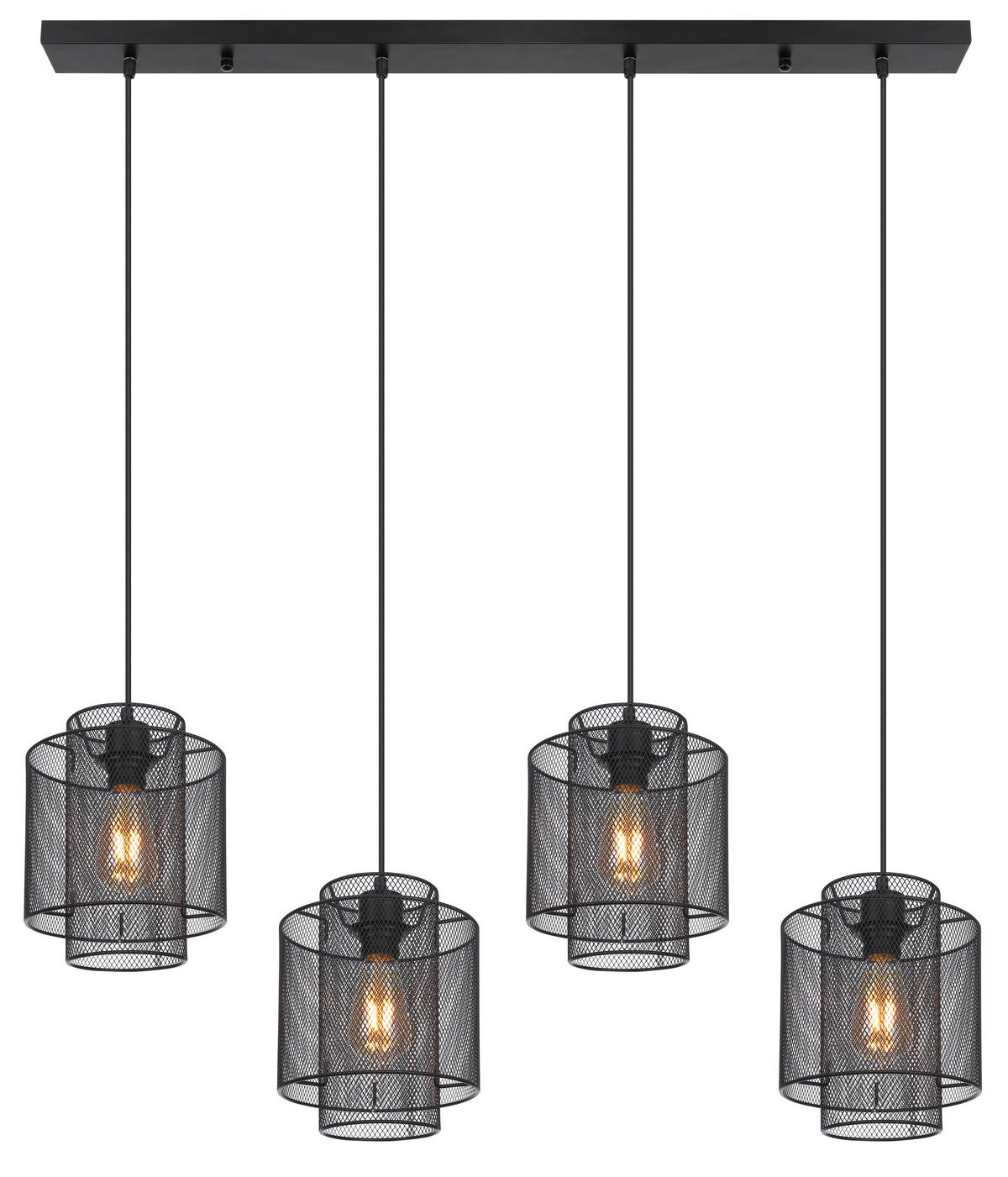 Hängeleuchte Augustin in Schwarz max. 40 Watt - Schwarz, Basics, Metall (98/20/120cm) - Globo