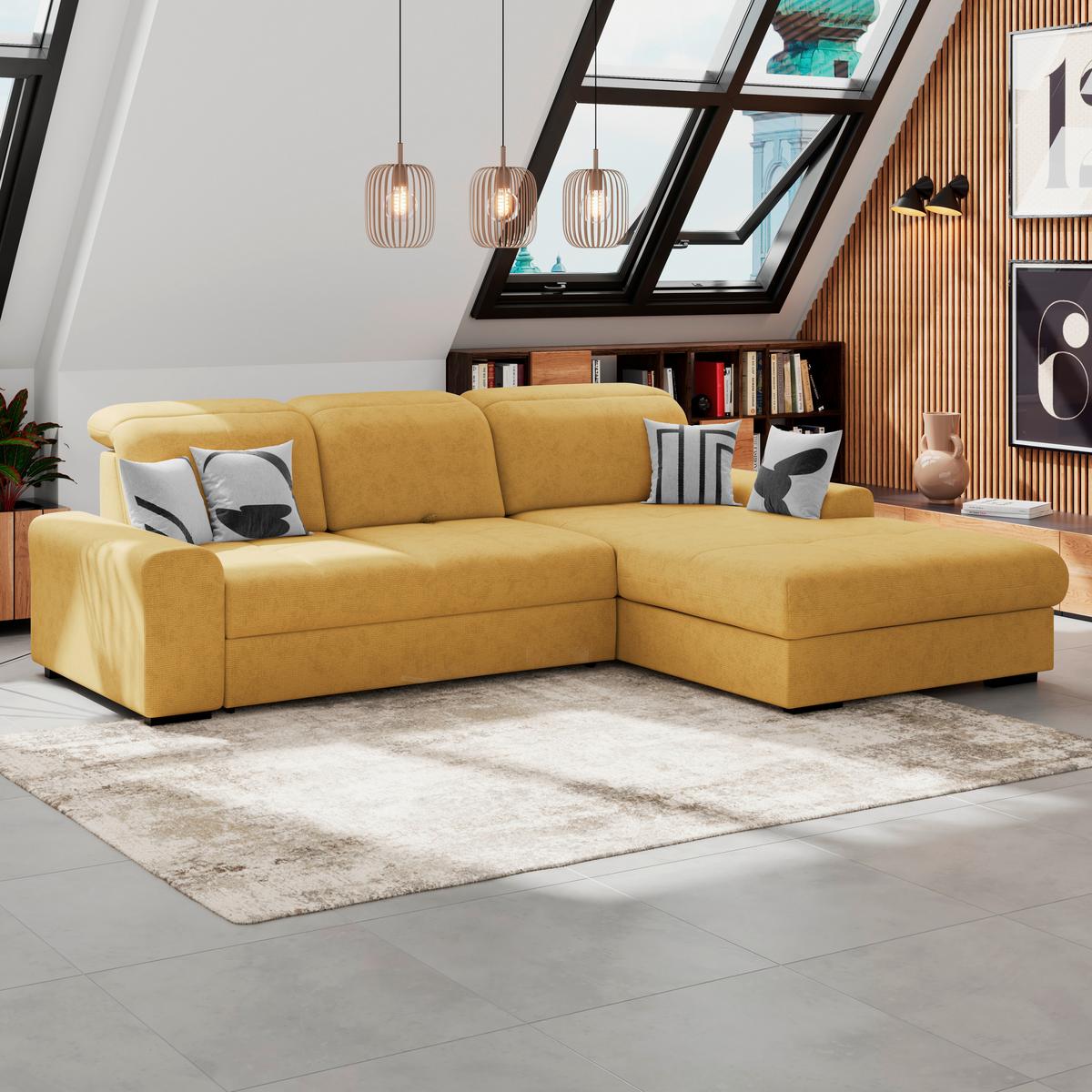 Kutna Garnitura Malaga - žuta/crna, Konvencionalno, tekstil/drvo (286/203cm) - Ondega