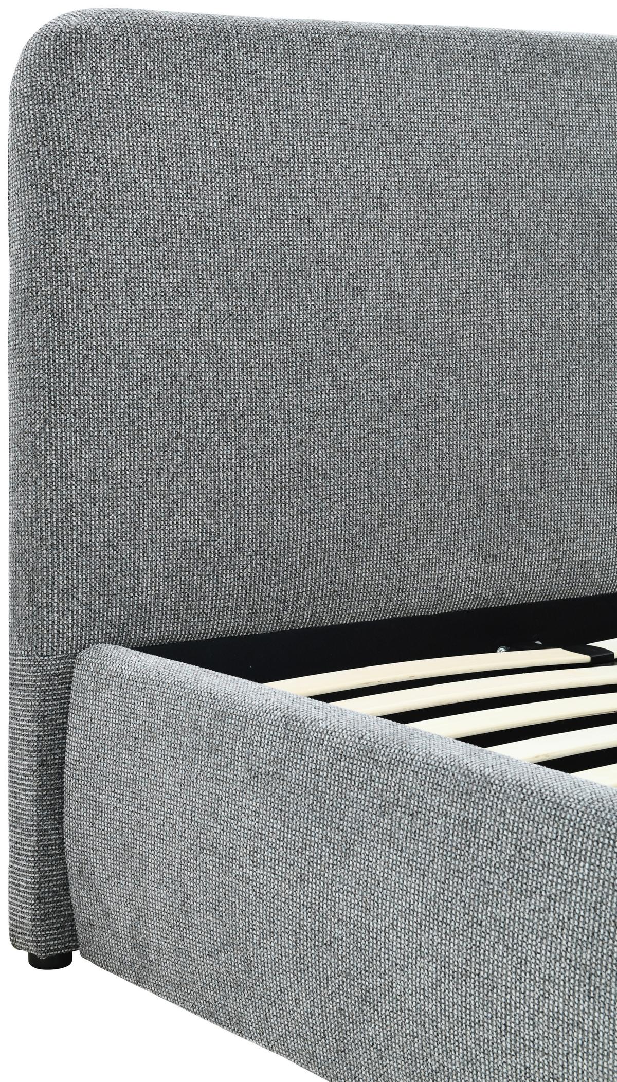 Oblazinjena Postelja Kora, Siva, 180x200cm - siva/črna, Design, kovina/umetna masa (204/116/218cm) - MID.YOU