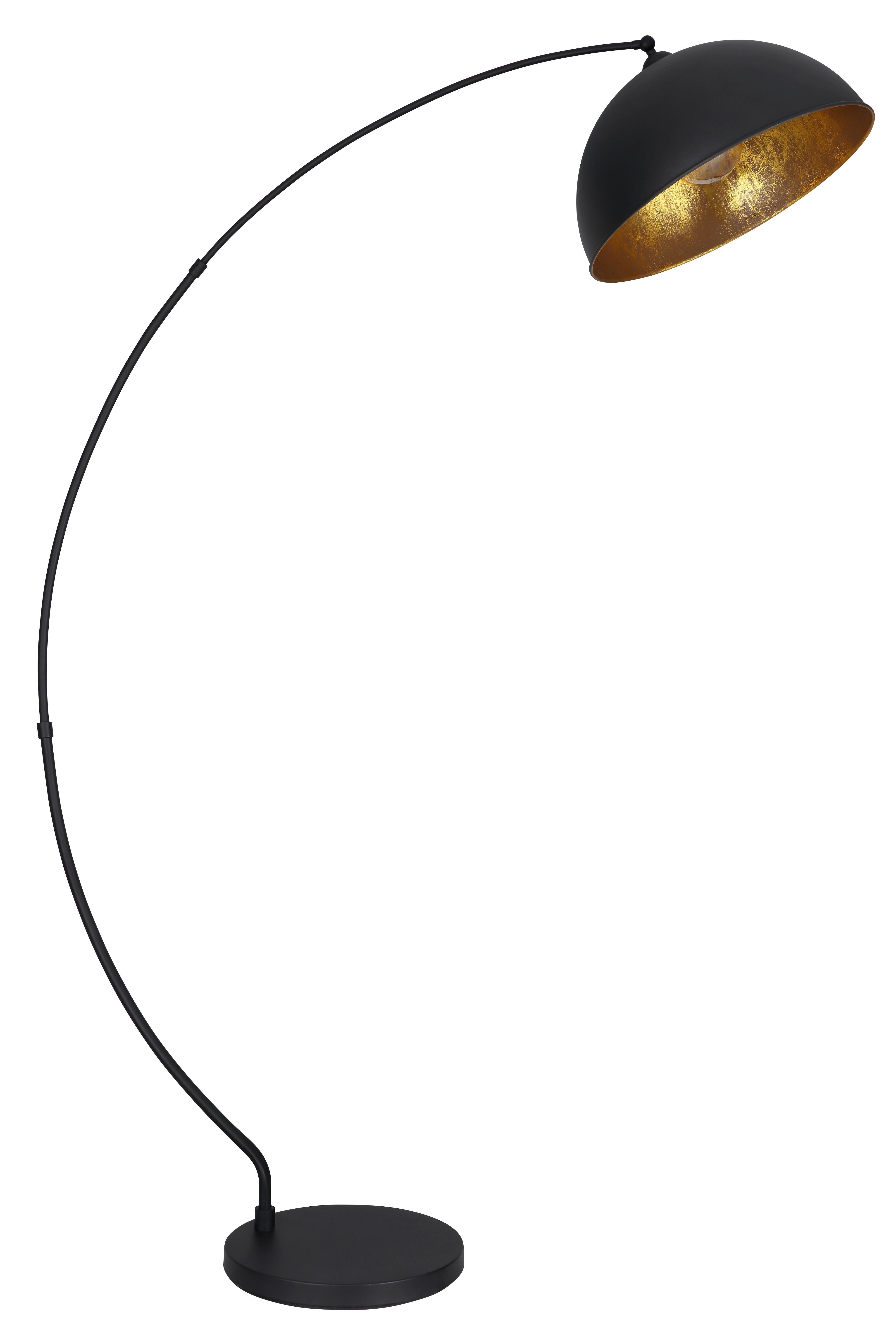 Stehleuchte Gottfried in Schwarz/Gold max. 60 Watt - Goldfarben/Schwarz, Design, Metall (115/45/182cm) - Globo