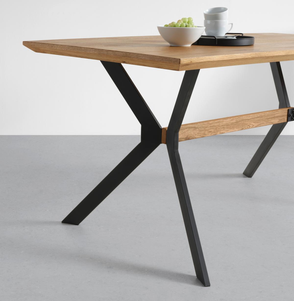 Esstisch Rupert in Schwarz/Eichefarben - Eichefarben/Schwarz, Basics, Holzwerkstoff/Metall (160/80/76cm) - Zandiara