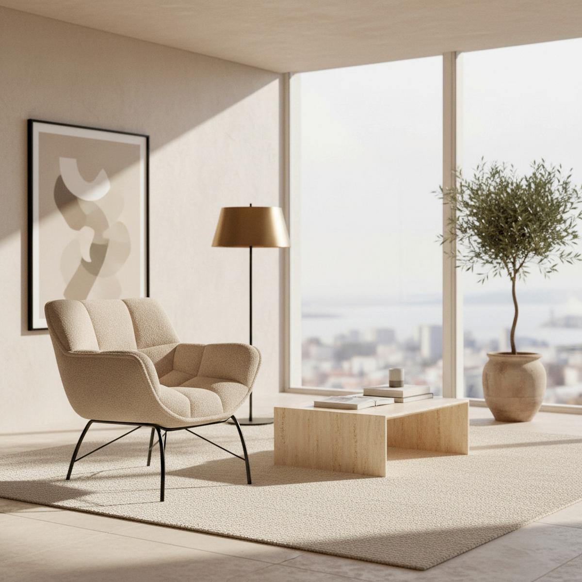 Sessel Robin Beige Webstoff - Beige/Schwarz, MODERN, Textil/Metall (72/78/81cm) - Bessagi Home