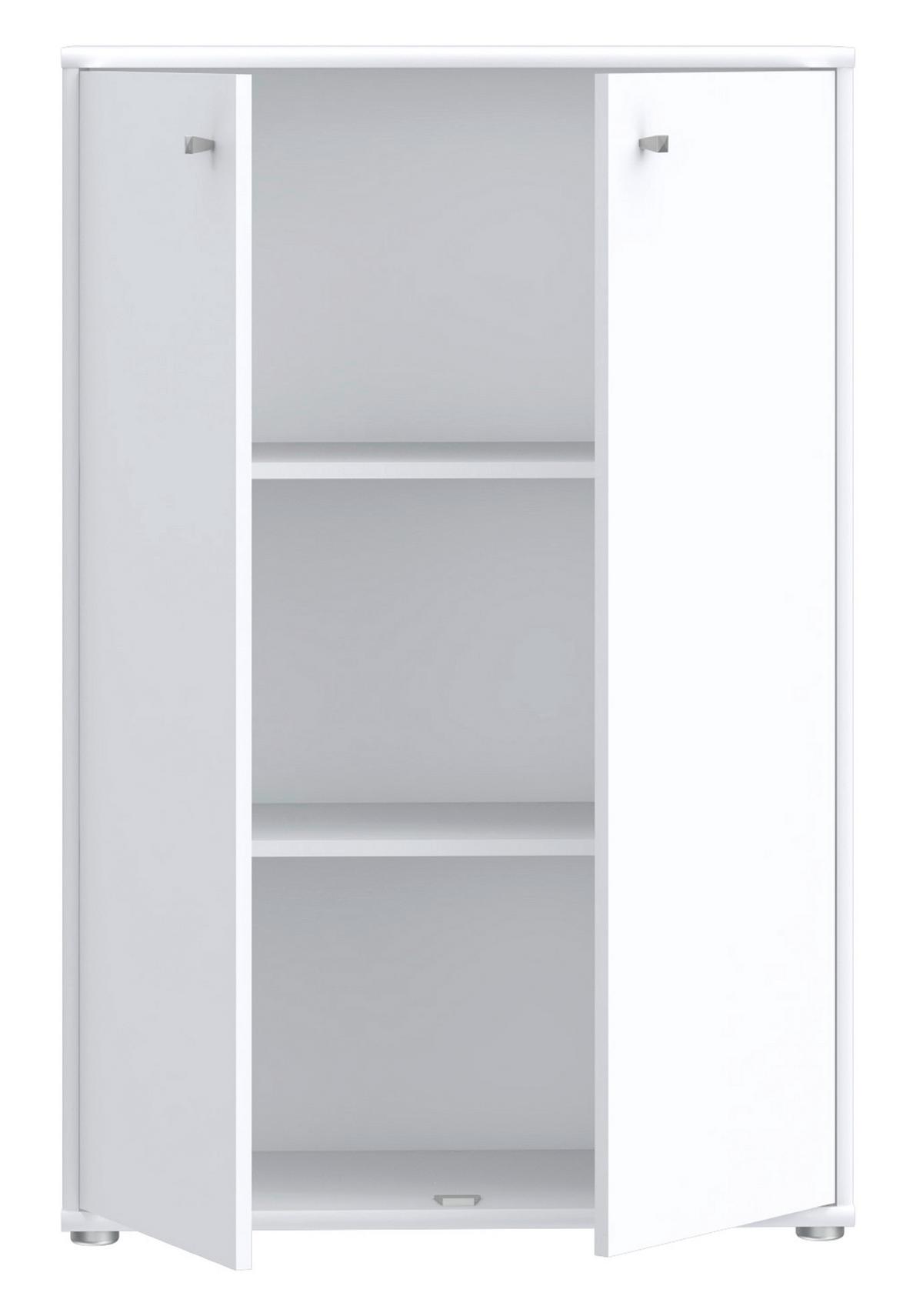 Komoda Tempra 2, Bela - bela/barve aluminija, Design, leseni material (73,7/111,1/34,8cm)