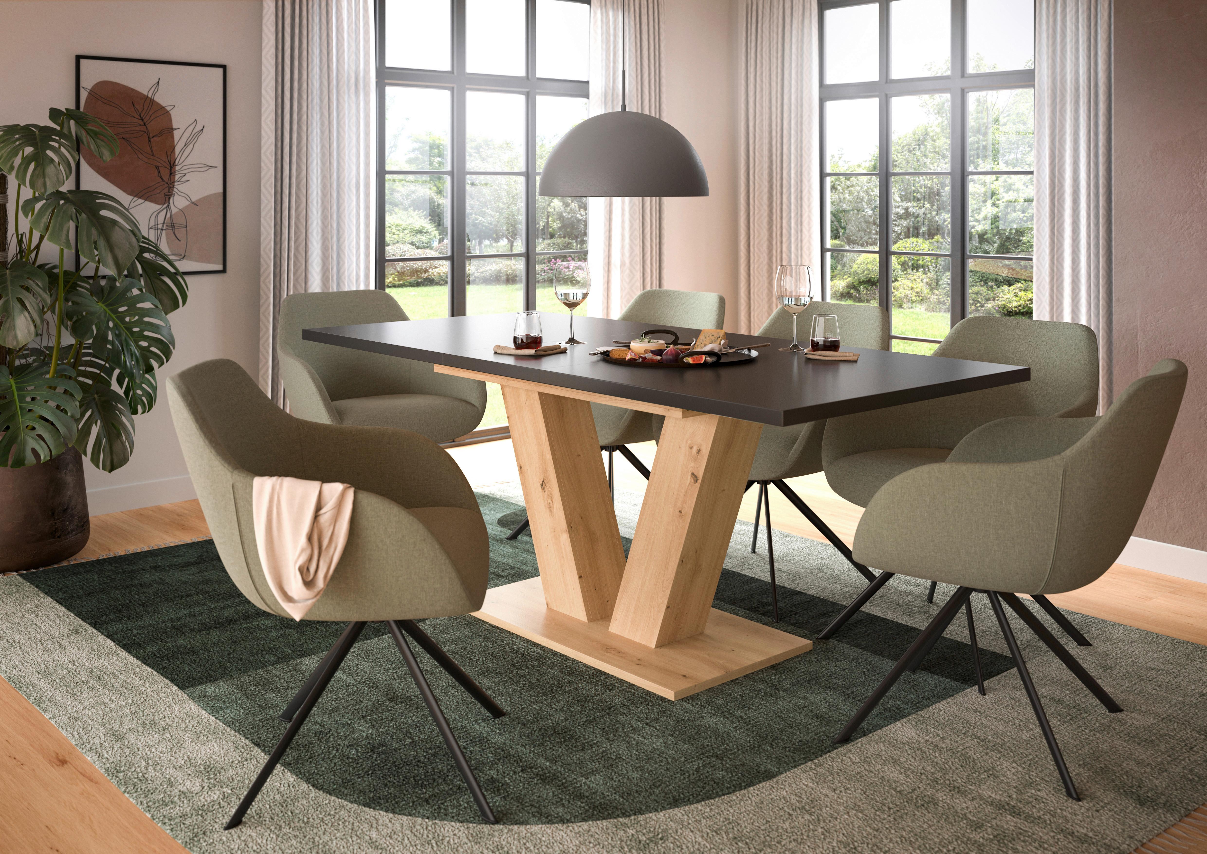 Ausziehtisch Marlon Grau ca. 150-190x90x76 cm - Eiche Artisan/Grau, Trend, Holzwerkstoff (150-190/90/76cm)