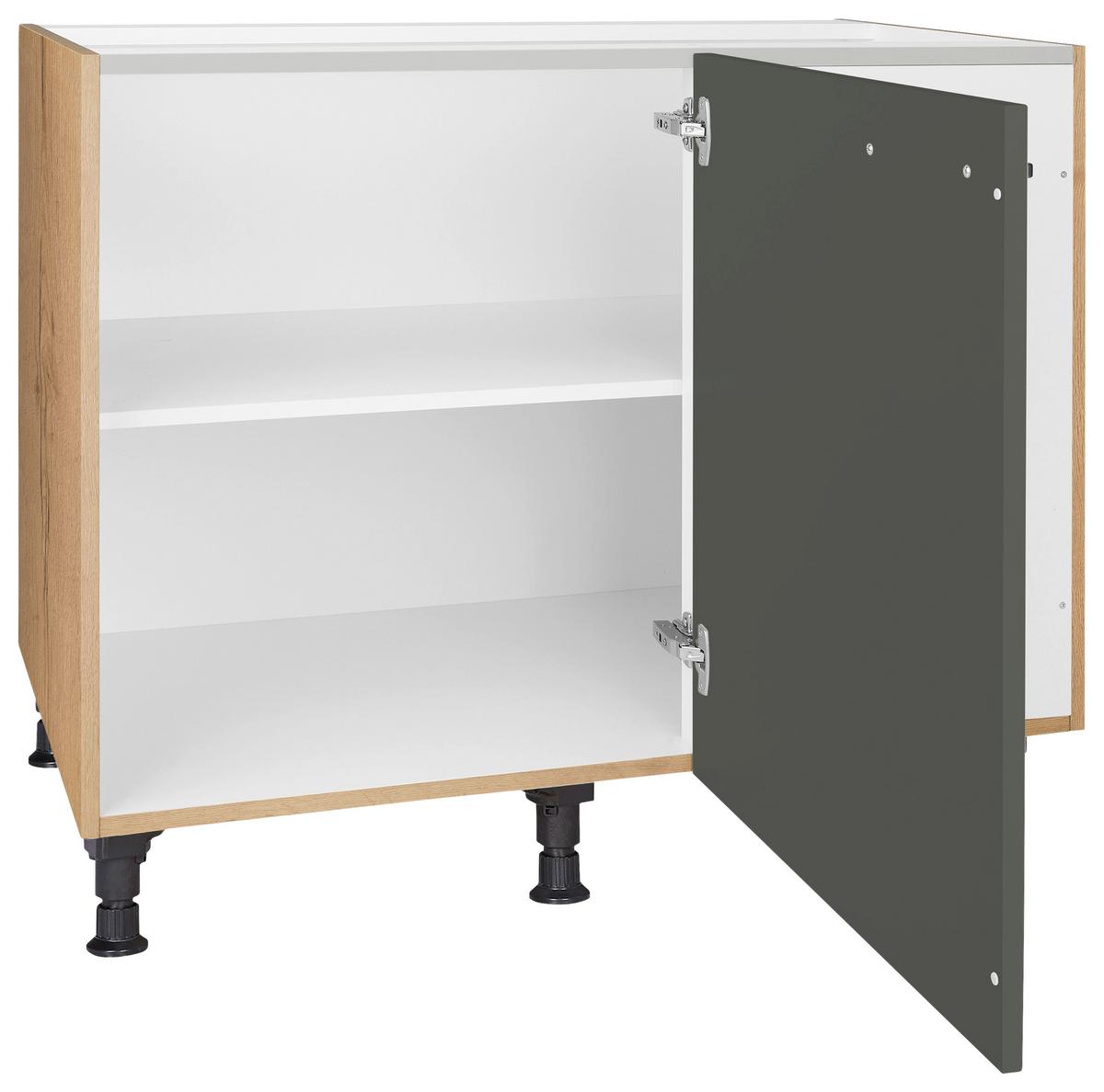 Eckunterschrank Easytouch Grün - Eichefarben/Schwarz, MODERN, Holzwerkstoff/Metall (125/87/65cm) - Nobilia