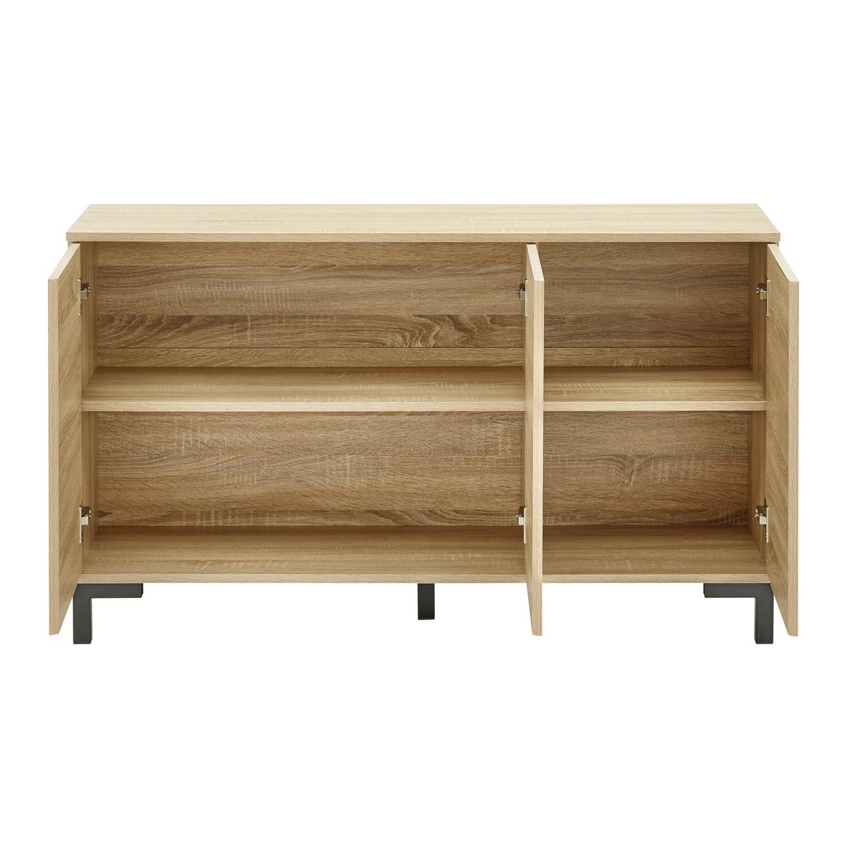 Sideboard Lori Eichefarben MDF - Eichefarben/Schwarz, MODERN, Metall (120/70/35cm) - Bessagi Home