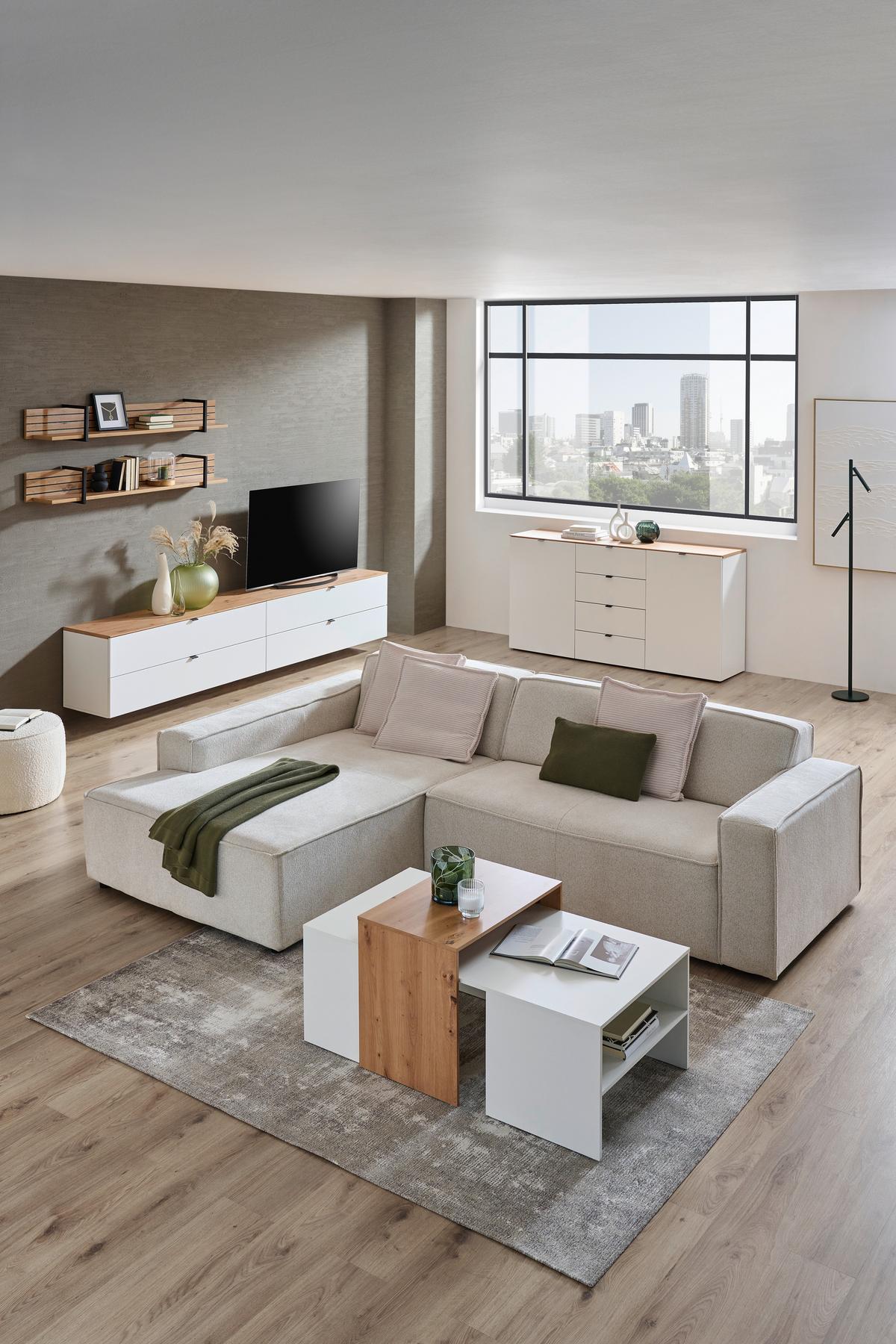 SZAFKA RTV DIANA   -HOM IN- - czarny/biały, Modern, materiał drewnopochodny/metal (140/62/44cm) - Hom`in