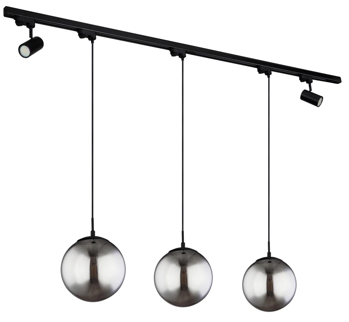 Hängeleuchte Blama max. 60 Watt - Schwarz, Basics, Glas/Kunststoff (193/25/120cm) - Globo