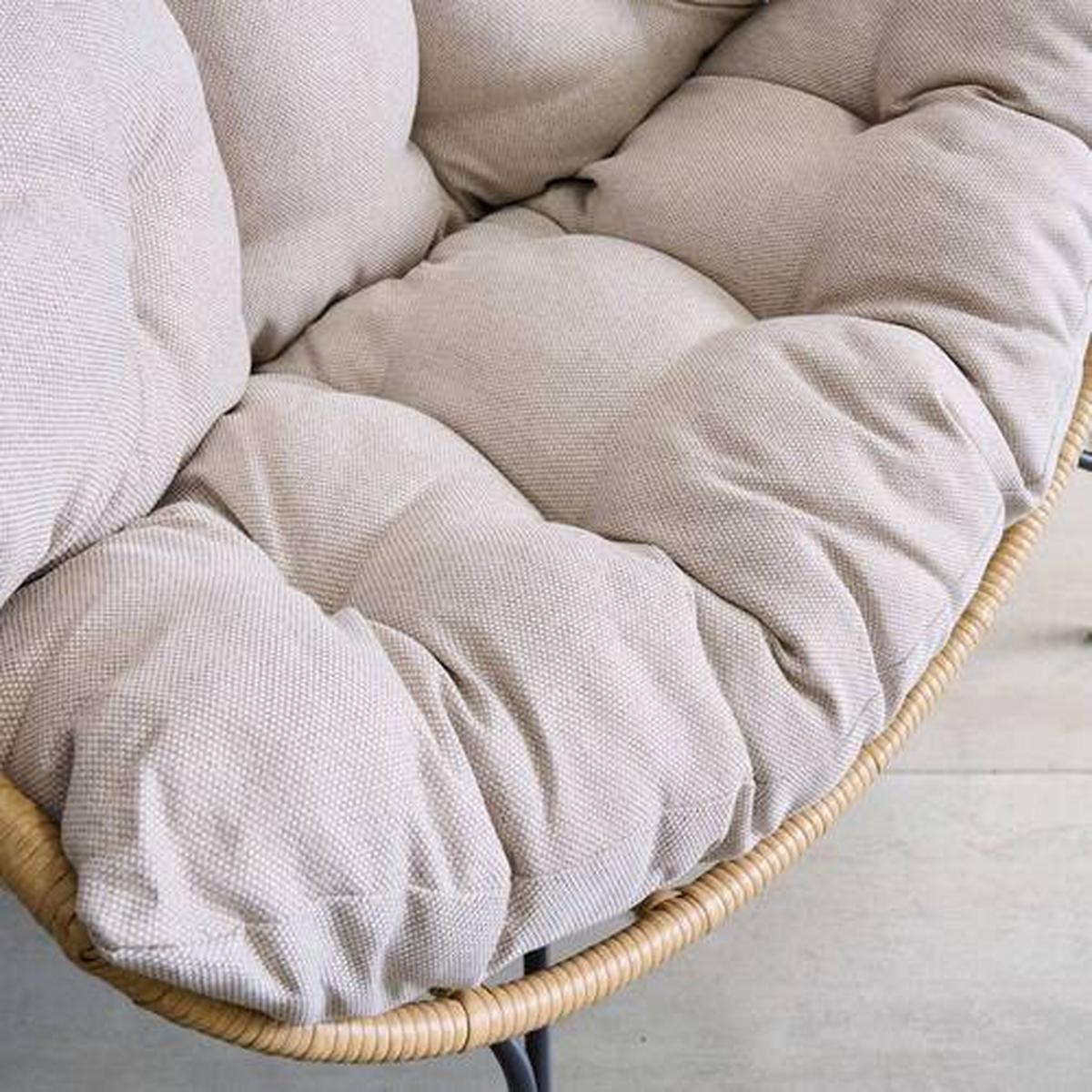 Gartenmuschel Marike in Natur/Schwarz/Beige - Beige/Schwarz, Modern, Kunststoff/Textil (98/146/95cm) - Mömax
