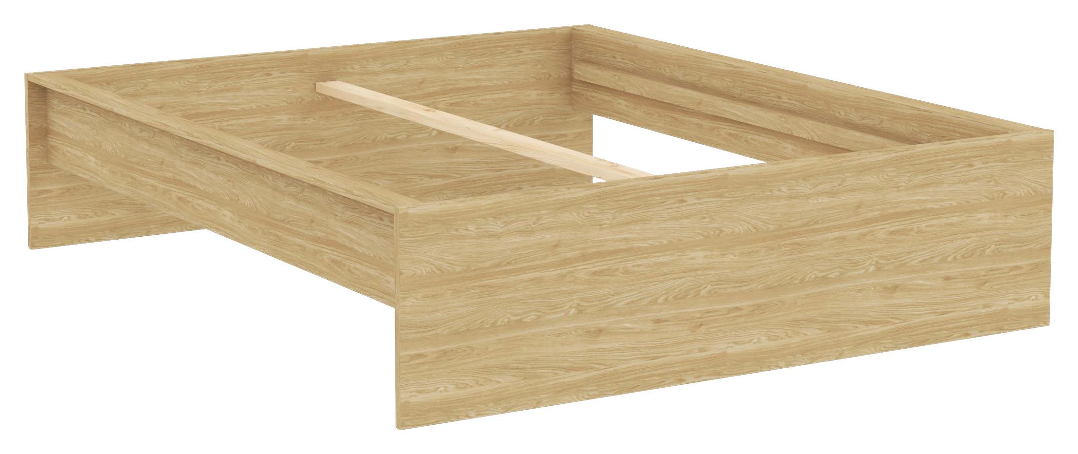 Posteljni Okvir Unit 160 - barve hrasta, Konvencionalno, leseni material (160/200cm) - Based
