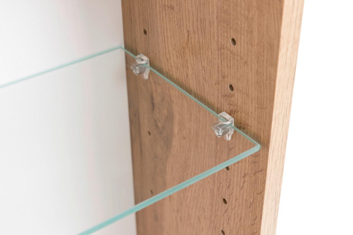 Spiegelschrank Chester mit LED 3-türig ca. 60x68 cm Eiche - Eiche Wotan/Schwarz, MODERN, Glas/Holzwerkstoff (60/67,5/20cm) - Held