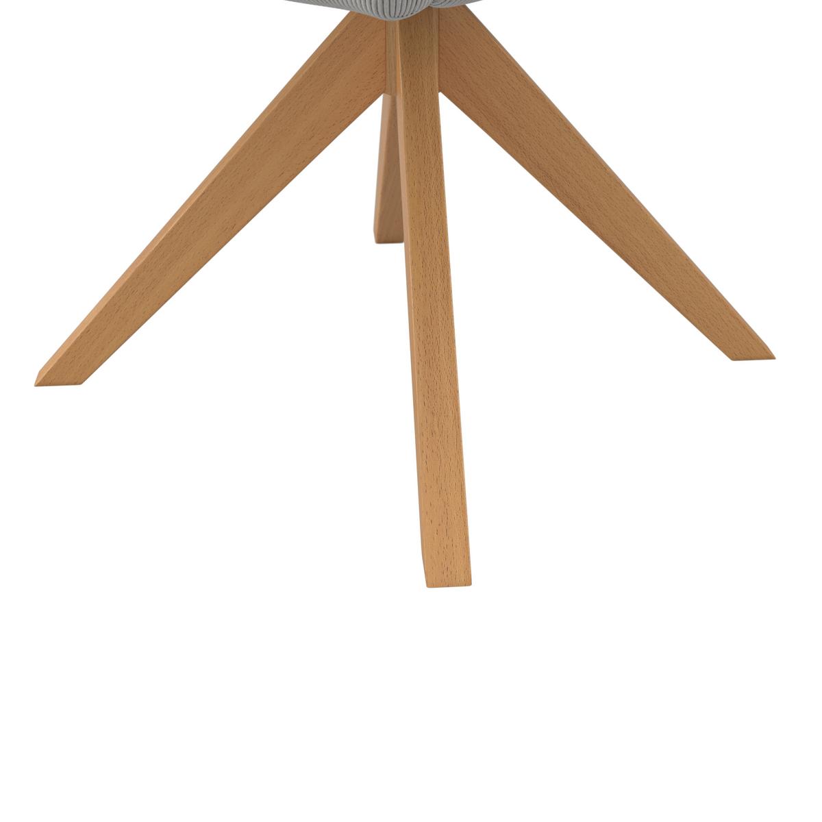 Armlehnstuhl Felina Hellgrau Cord Drehbar Gepolstert - Hellgrau/Naturfarben, MODERN, Holz/Textil (57/94/64cm) - Bessagi Home