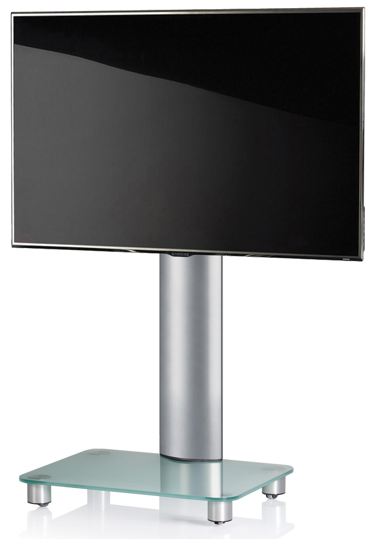 TV-Rack Tosal m. Rollen ca. 60x100 cm Silber/Transpar. - Klar/Silberfarben, KONVENTIONELL, Glas/Metall (60/100/44cm) - MID.YOU
