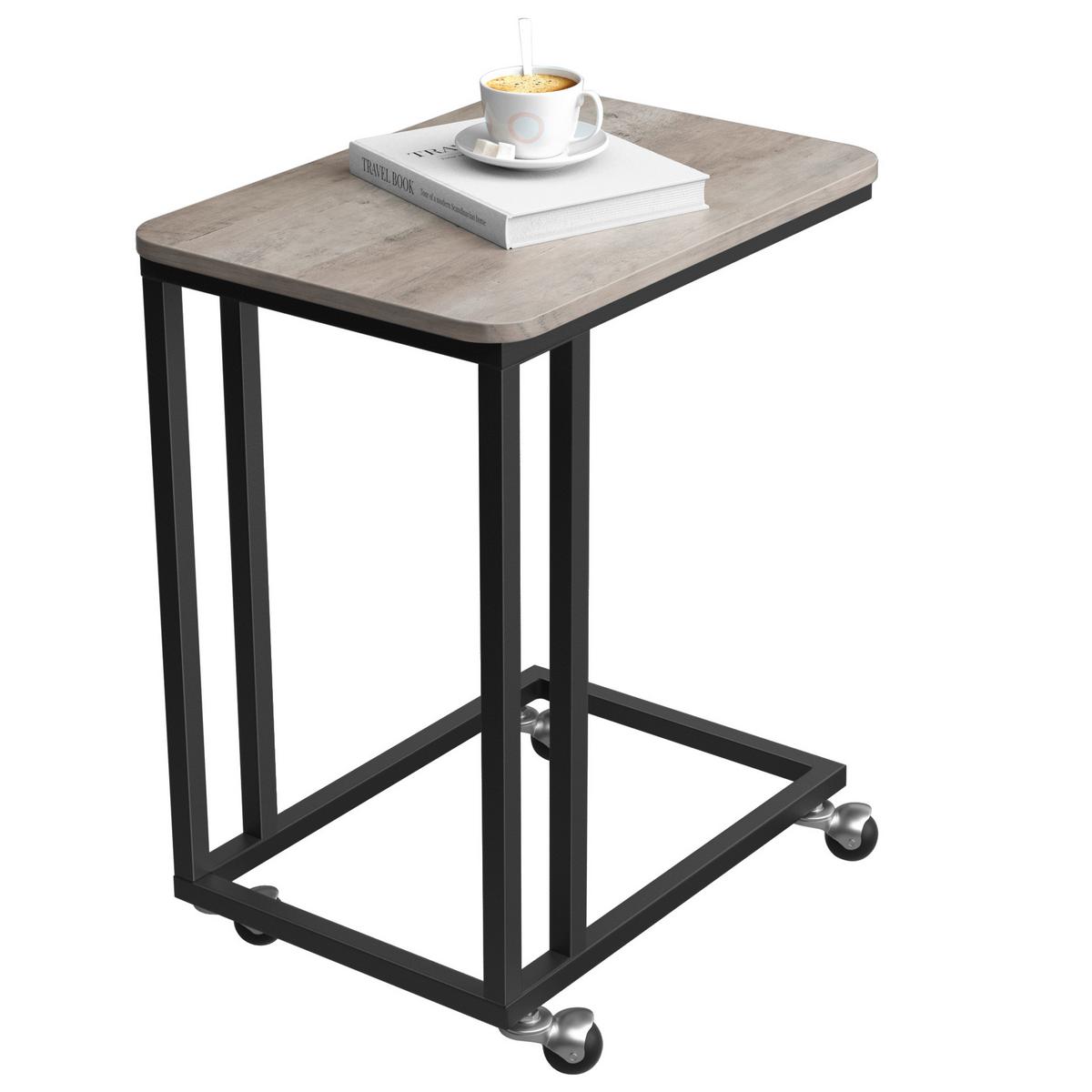 BEISTELLTISCH SIDE SOFA TABLE - Greige/Schwarz, MODERN, Holzwerkstoff/Metall (50/35/59,5cm) - MID.YOU