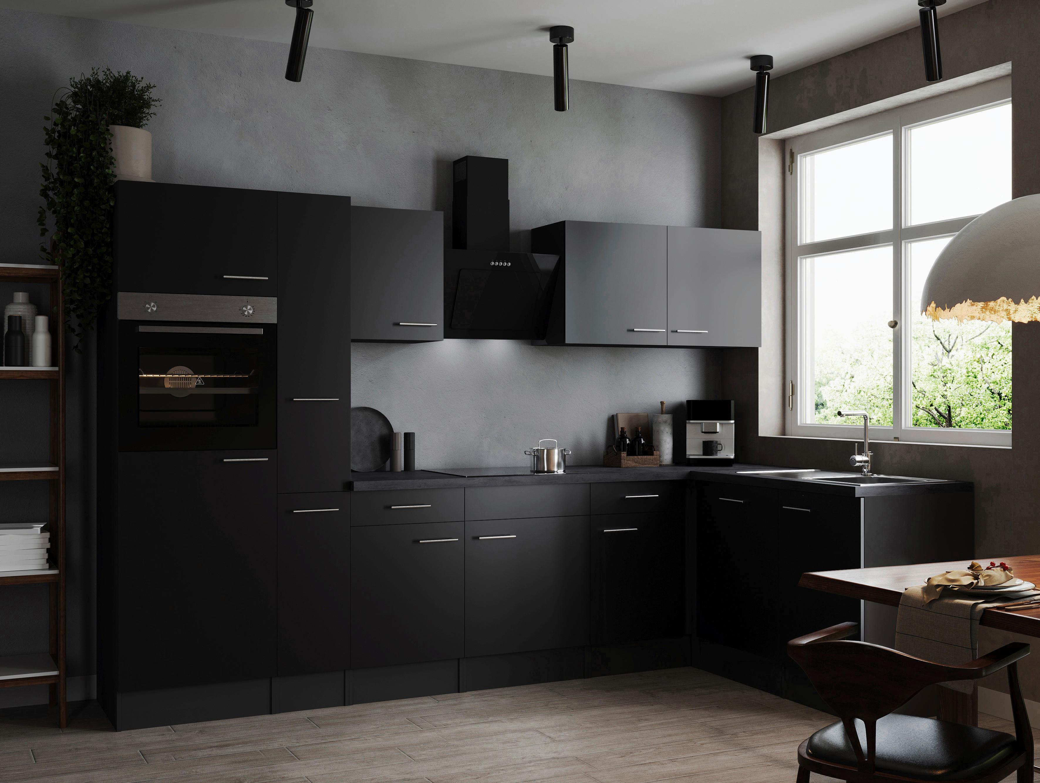 Kotna Kuhinja Z Aparati Oliver, 310x172cm - srebrne barve/črna, Design, kovina/leseni material (310/172cm) - Respekta