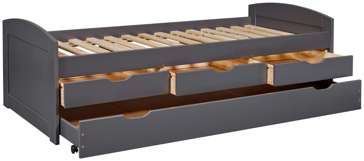 Ausziehbett Lena Grau - Naturfarben/Grau, Basics, Holz/Kunststoff (90/200cm) - MID.YOU