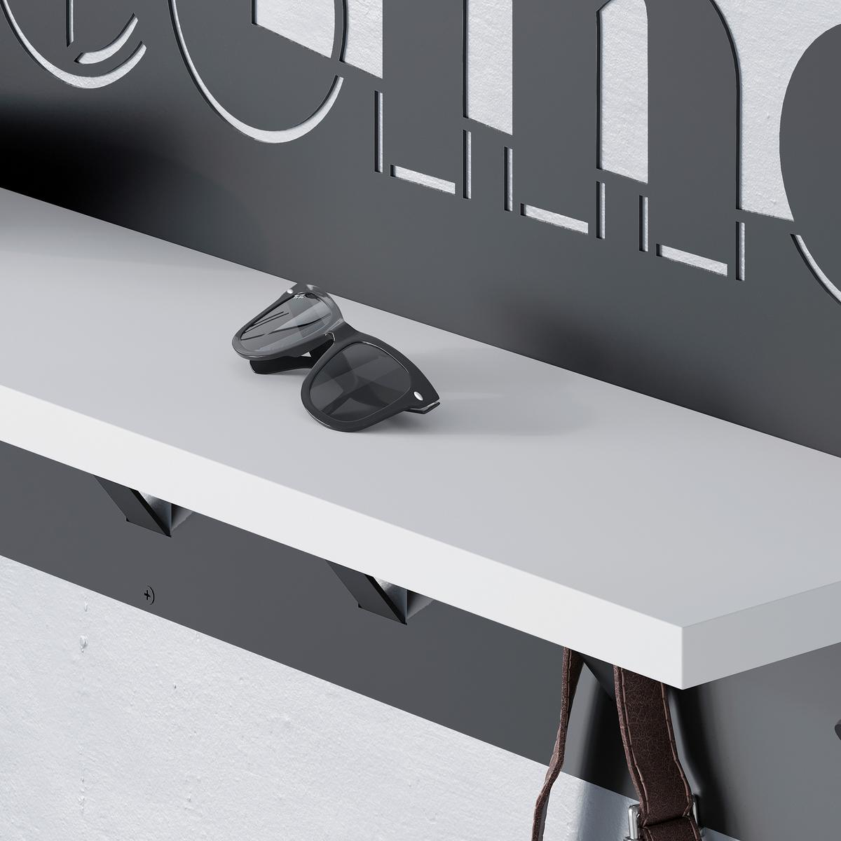 Wandgarderobe Welcome ca. 86x27x15 cm Anthr./Weiß - Weiß, Design, Holzwerkstoff/Metall (86/27/15cm) - Livetastic