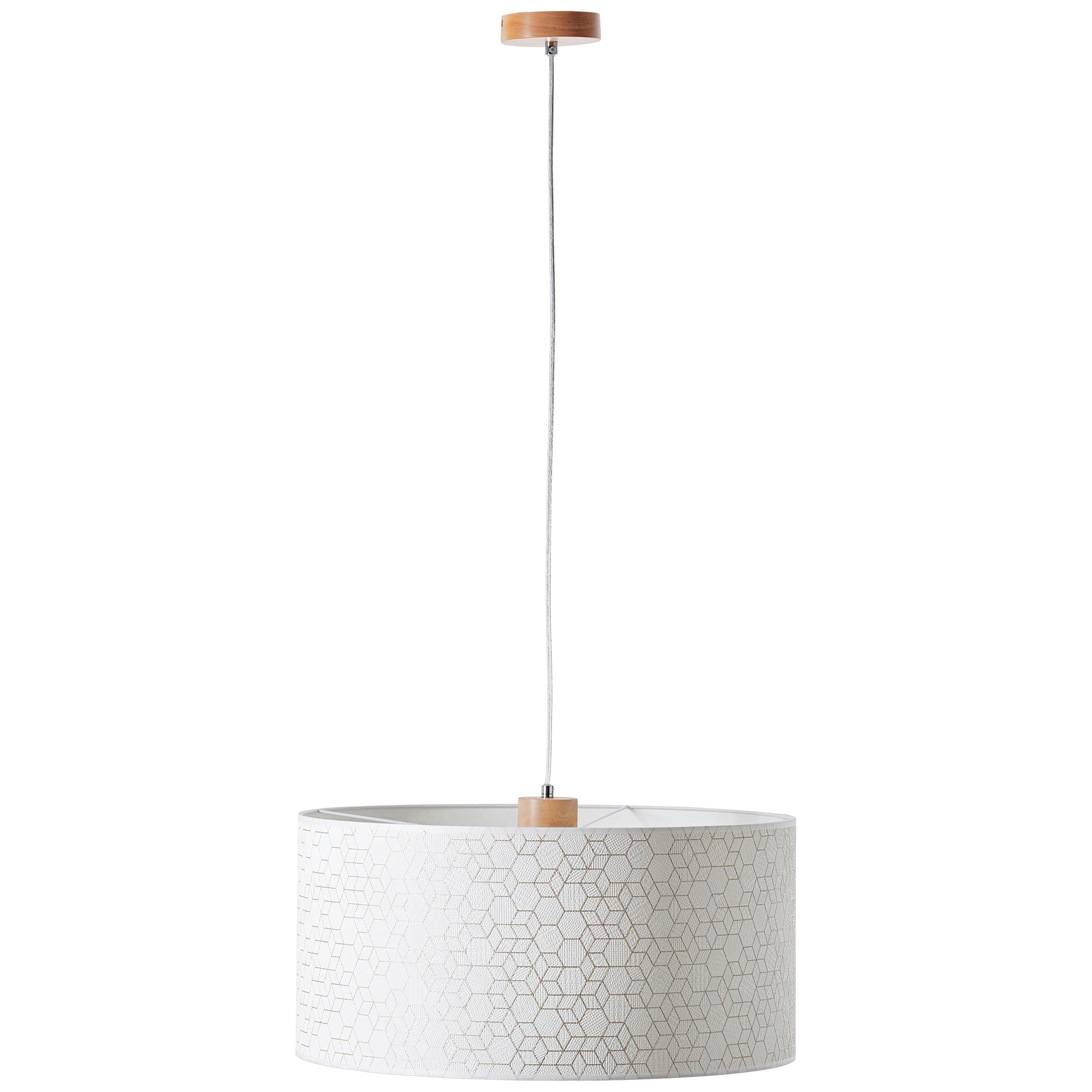 Hängeleuchte Galance in Weiß max. 60 Watt - Weiß, KONVENTIONELL, Holz/Textil (50/118cm) - Brilliant