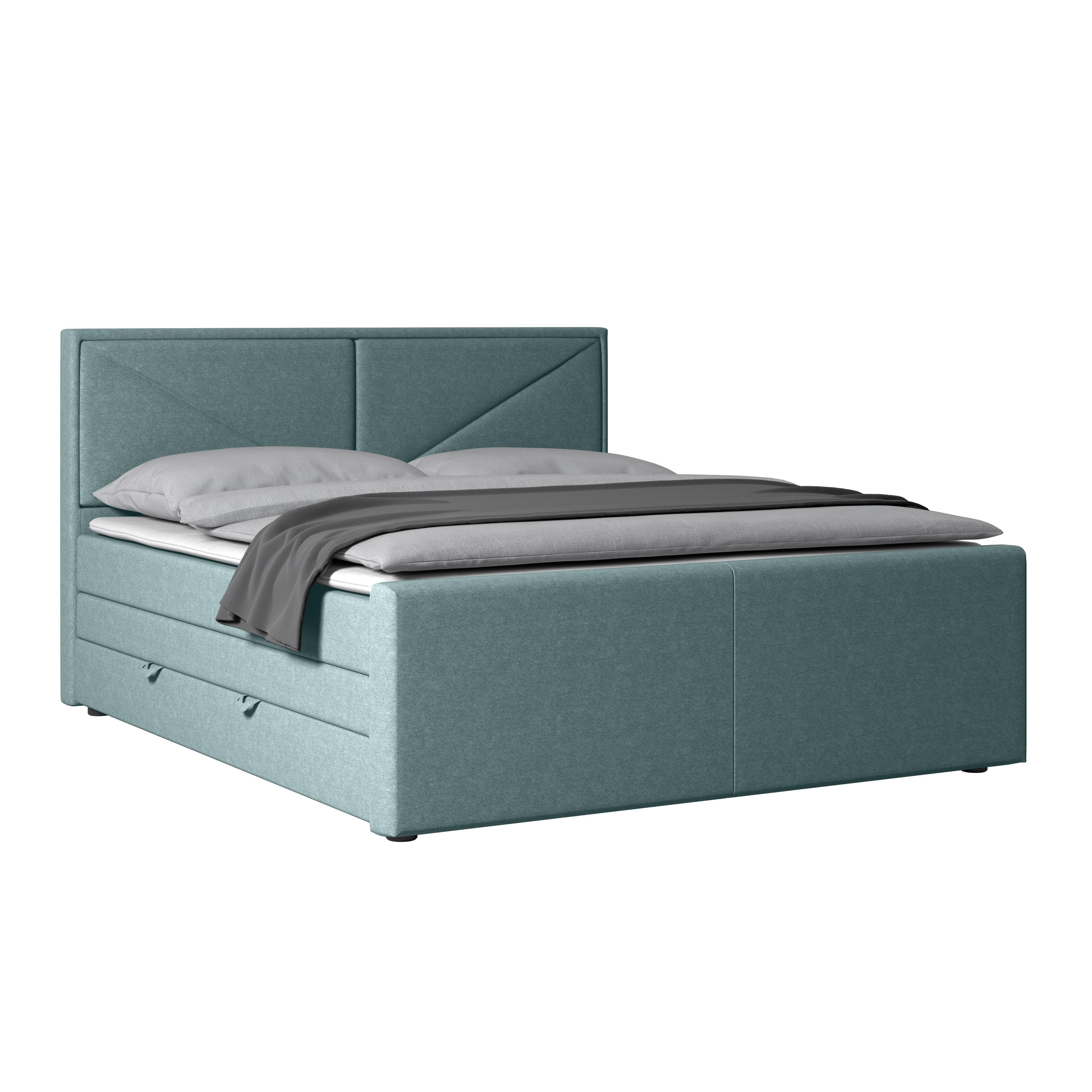 Boxspringbett Lima ca. 180x200 cm Blau - Blau, MODERN, Holz/Kunststoff (180/200cm) - MID.YOU