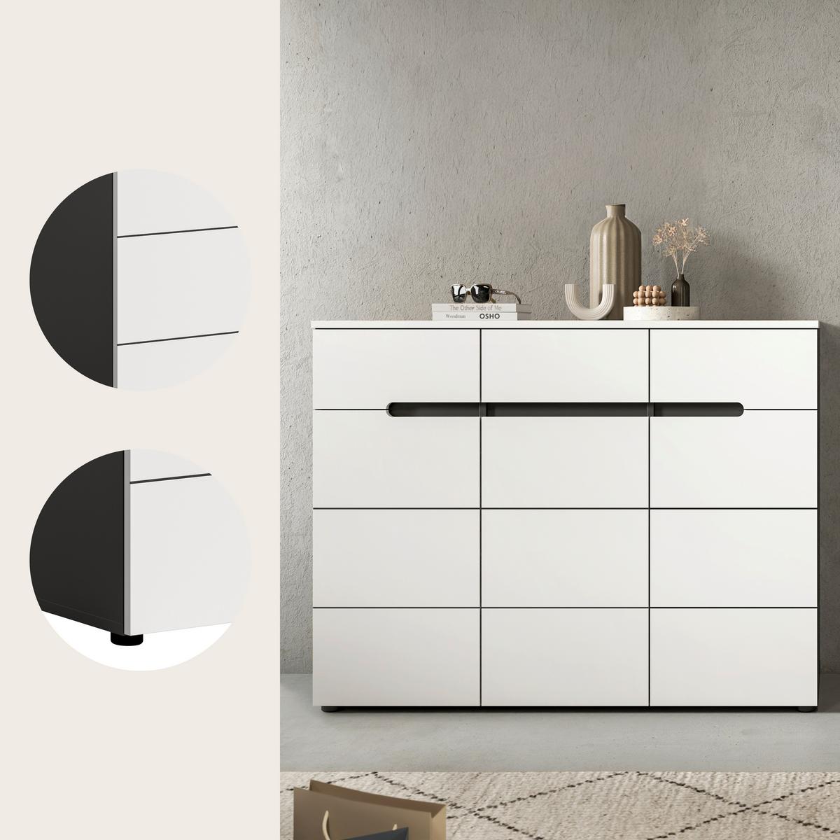 Omara Za Čevlje Canu, Bela, Siva - siva/črna, Design, umetna masa/leseni material (120/94/37cm) - Livetastic