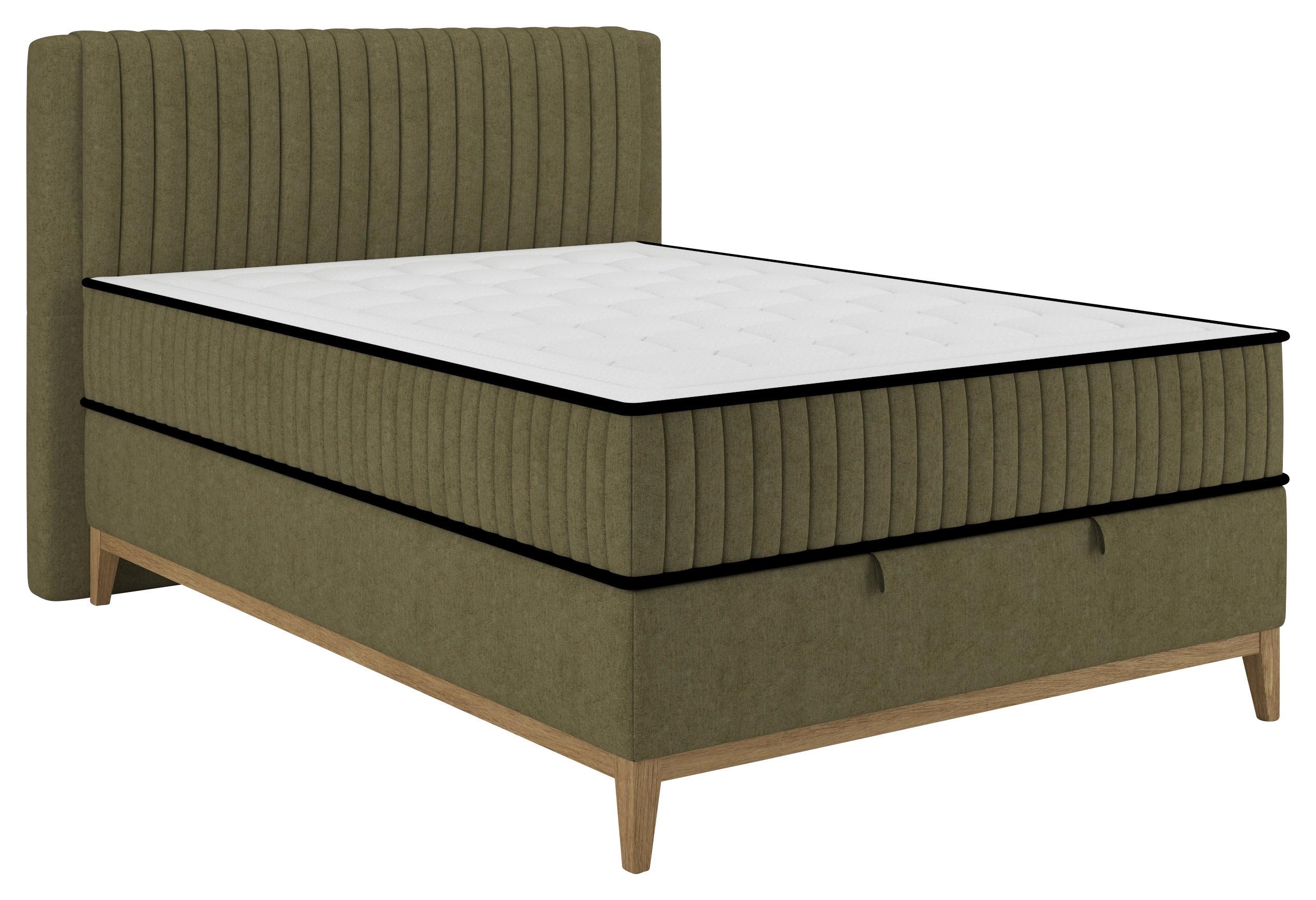 Bett Elena Olivgrün ca. 140x200cm - Olivgrün, KONVENTIONELL, Holz/Holzwerkstoff (140/200cm) - Sembella