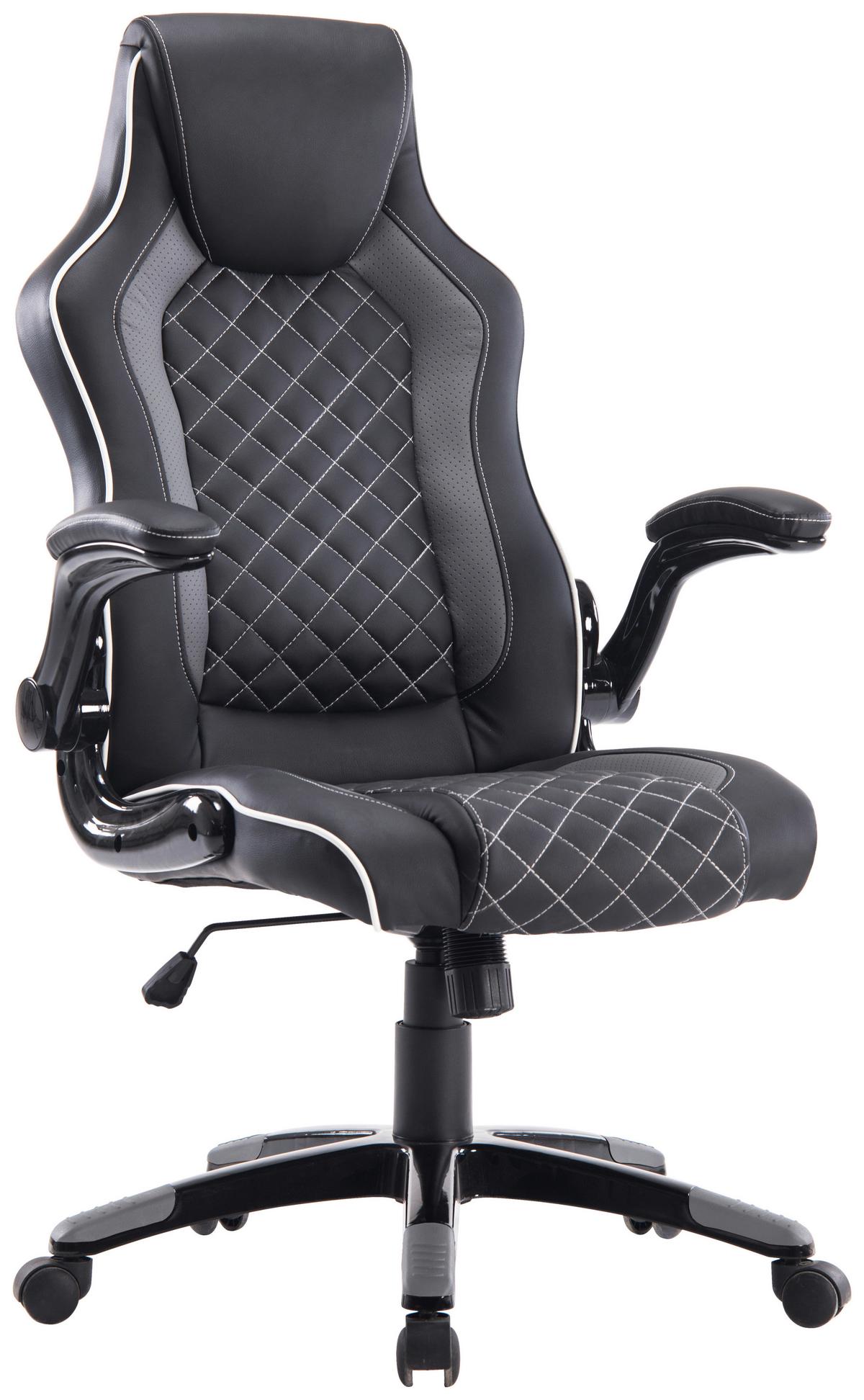 Chefsessel Regina Grau/Schwarz Lederlook - Schwarz/Grau, MODERN, Kunststoff/Textil (71/116-126/66cm) - Mömax