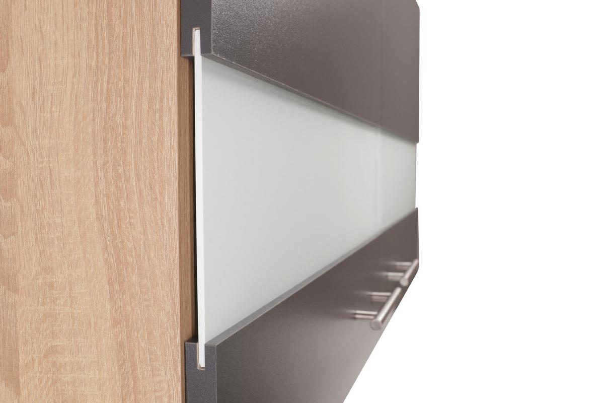 Kuhinjska Zgornja Omarica Merle, Barva Hrasta, Siva - srebrne barve/siva, Basics, kovina/steklo (100/56,1/34,6cm) - Respekta