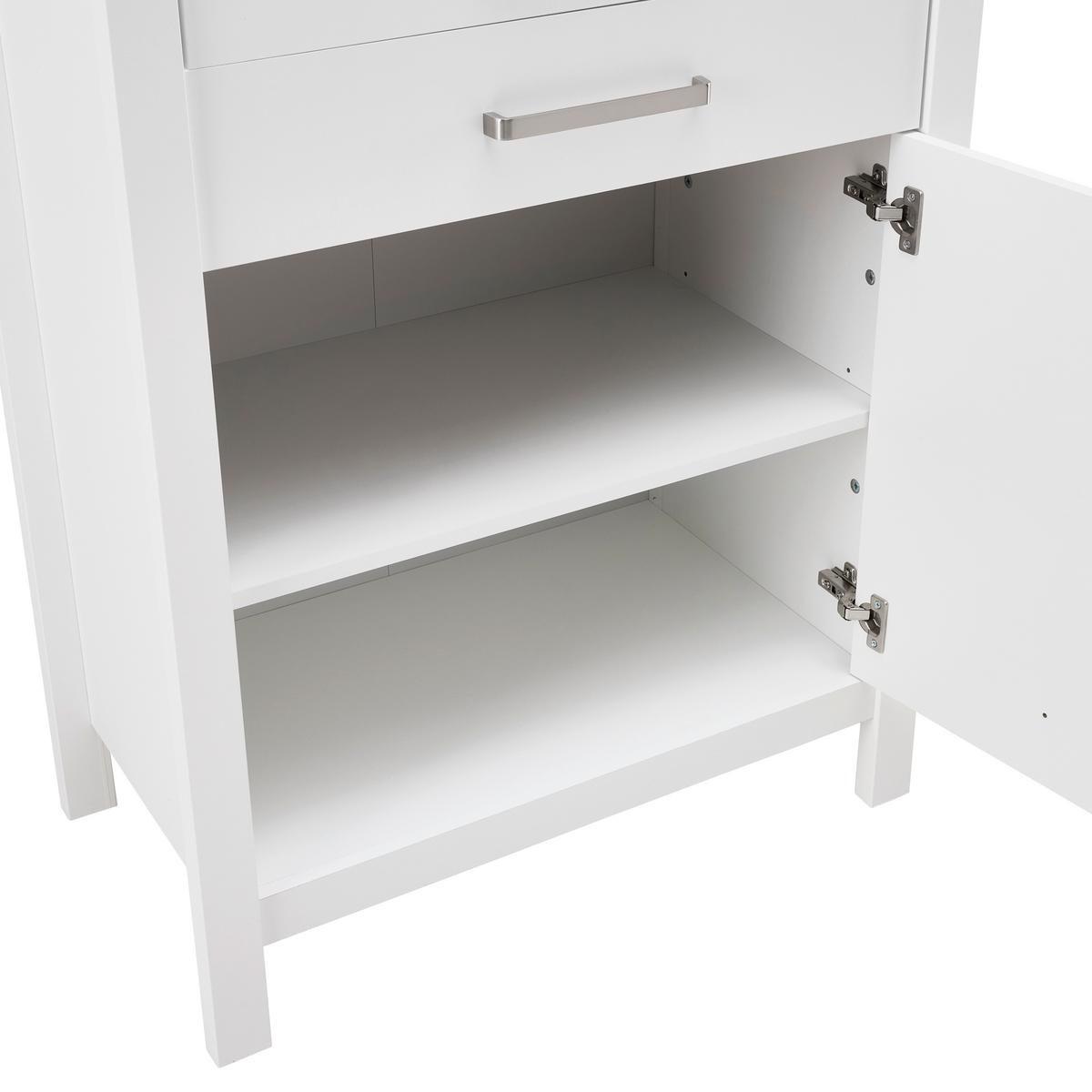 Vitrine Sicilia Weiß/Eiche - Silberfarben/Weiß, ROMANTIK / LANDHAUS, Glas/Holzwerkstoff (80/205/45cm) - Mömax