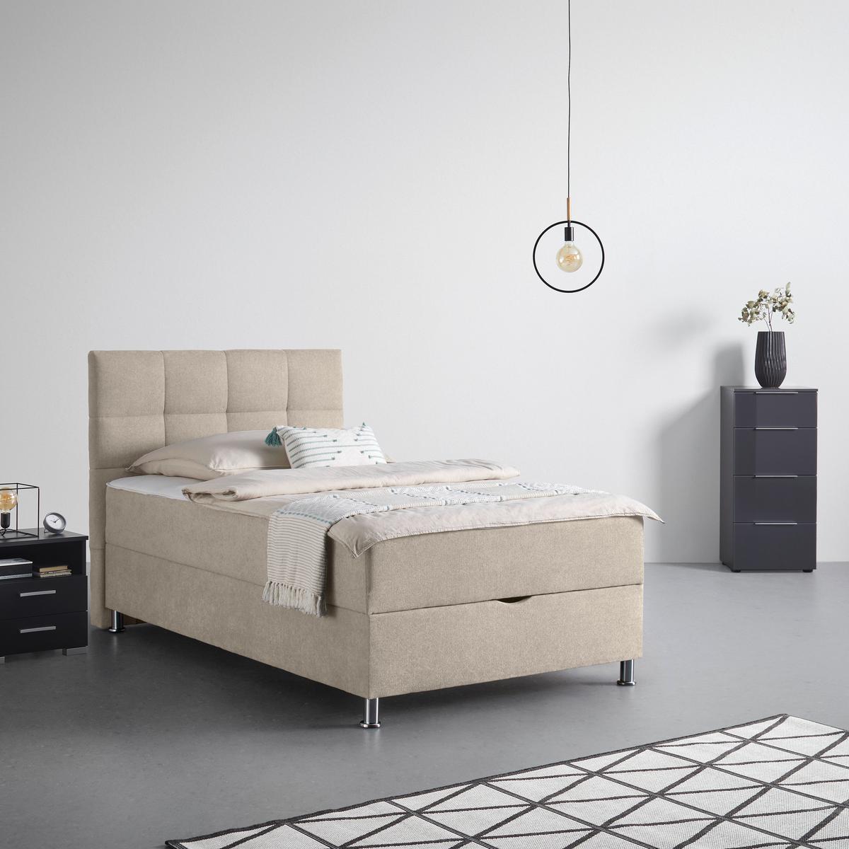 Boxbett Oviedo Beige ca. 140x200cm - Beige, KONVENTIONELL, Textil/Metall (140/200cm) - Based