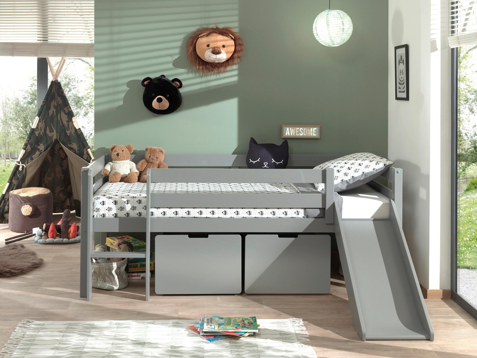 Spielbett "Pino", 90x200 cm, grau - Grau, MODERN, Holz/Holzwerkstoff (90/200cm) - Vipack