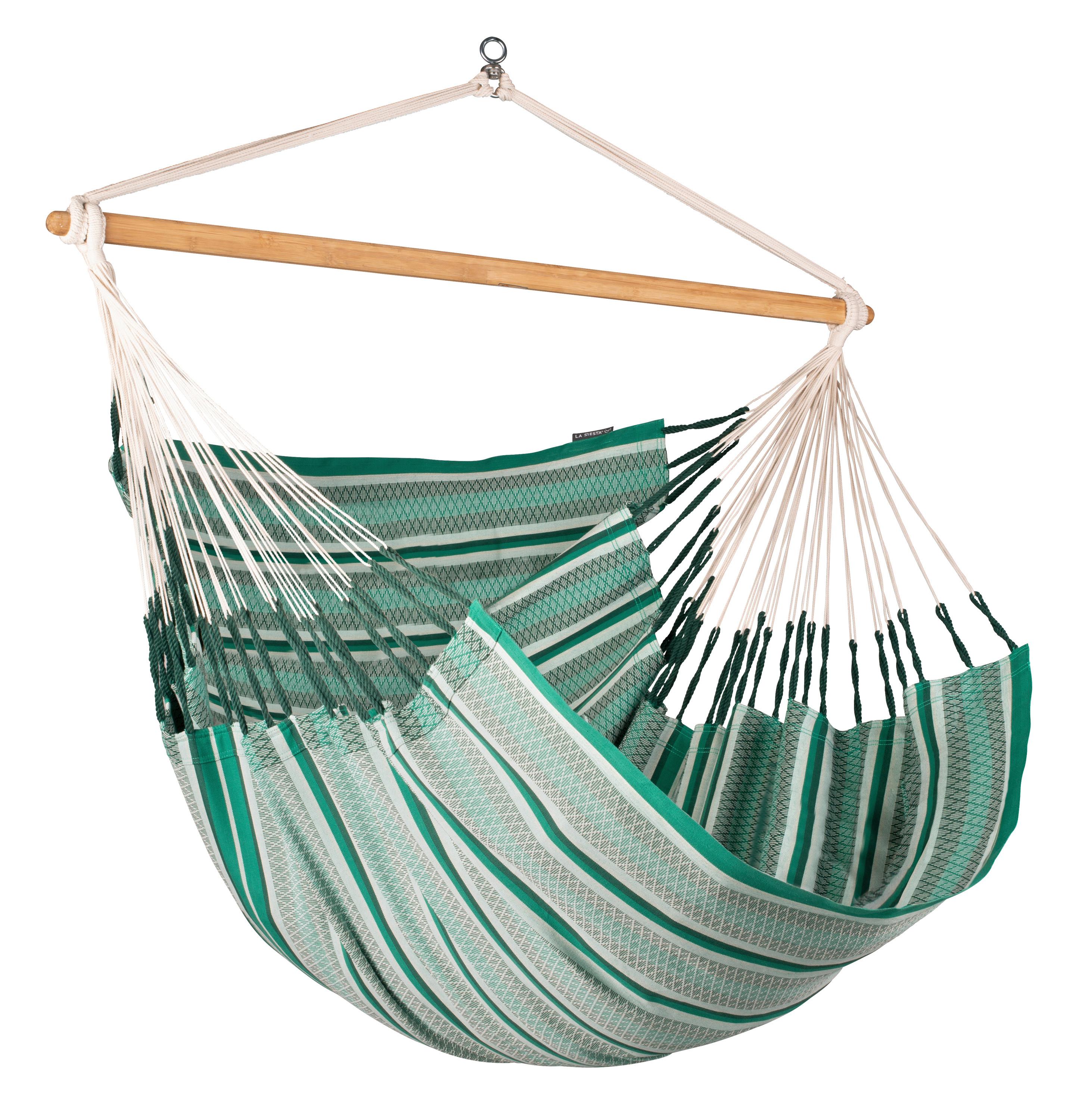 Hängesessel Kingsize Hammock Echtholz Grün/Dunkelgrün - Dunkelgrün/Grün, KONVENTIONELL, Holz/Textil (140/170/210cm) - La Siesta