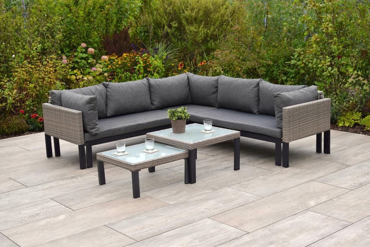 Lounge Garnitura Amantea, Raztegljiva - bež, Moderno, kovina/umetna masa (200/200cm) - Gardenson
