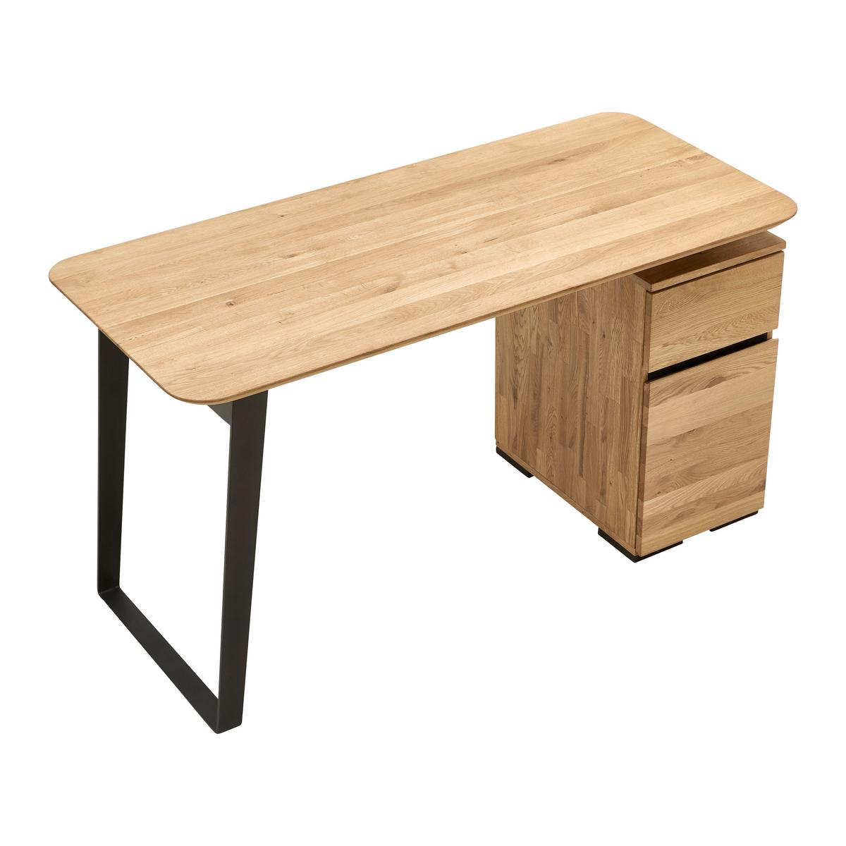 Schreibtisch Albero Naturfarben/Schwarz - Schwarz/Naturfarben, MODERN, Holz/Metall (140/65/77cm) - Premium Living