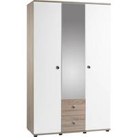 Garderobna Omara Wiki, Bela, Hrast, Ogledalo, Š.115cm - bela/barve aluminija, Konvencionalno, umetna masa/steklo (115/190/52cm) - MID.YOU
